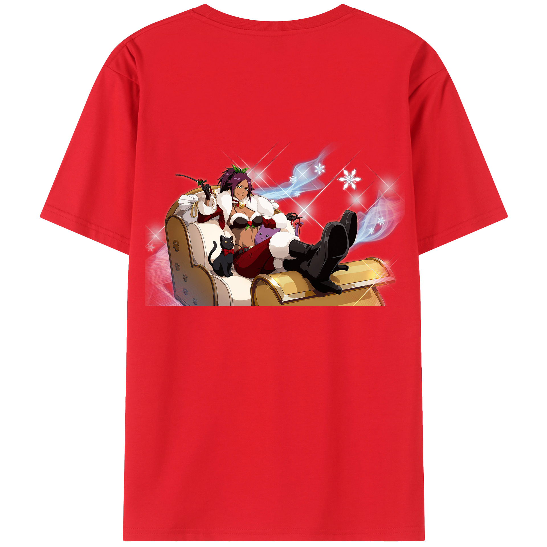 （画像用） ブリーチ 四楓院 夜一（しほういん よるいち） BLEACH Shihouin Yoruichi 綿100％ メンズ半袖Tシャツ（バックプリント） 通気性