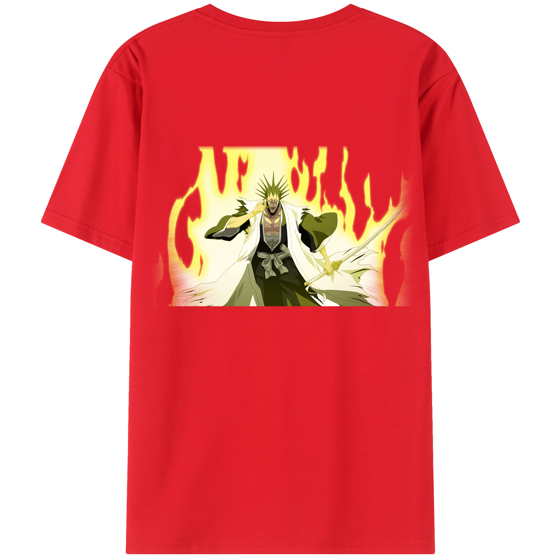 （画像用） ブリーチ ざらき けんぱち BLEACH Zaraki Kenpachi 綿100％ メンズ半袖Tシャツ（バックプリント） 通気性