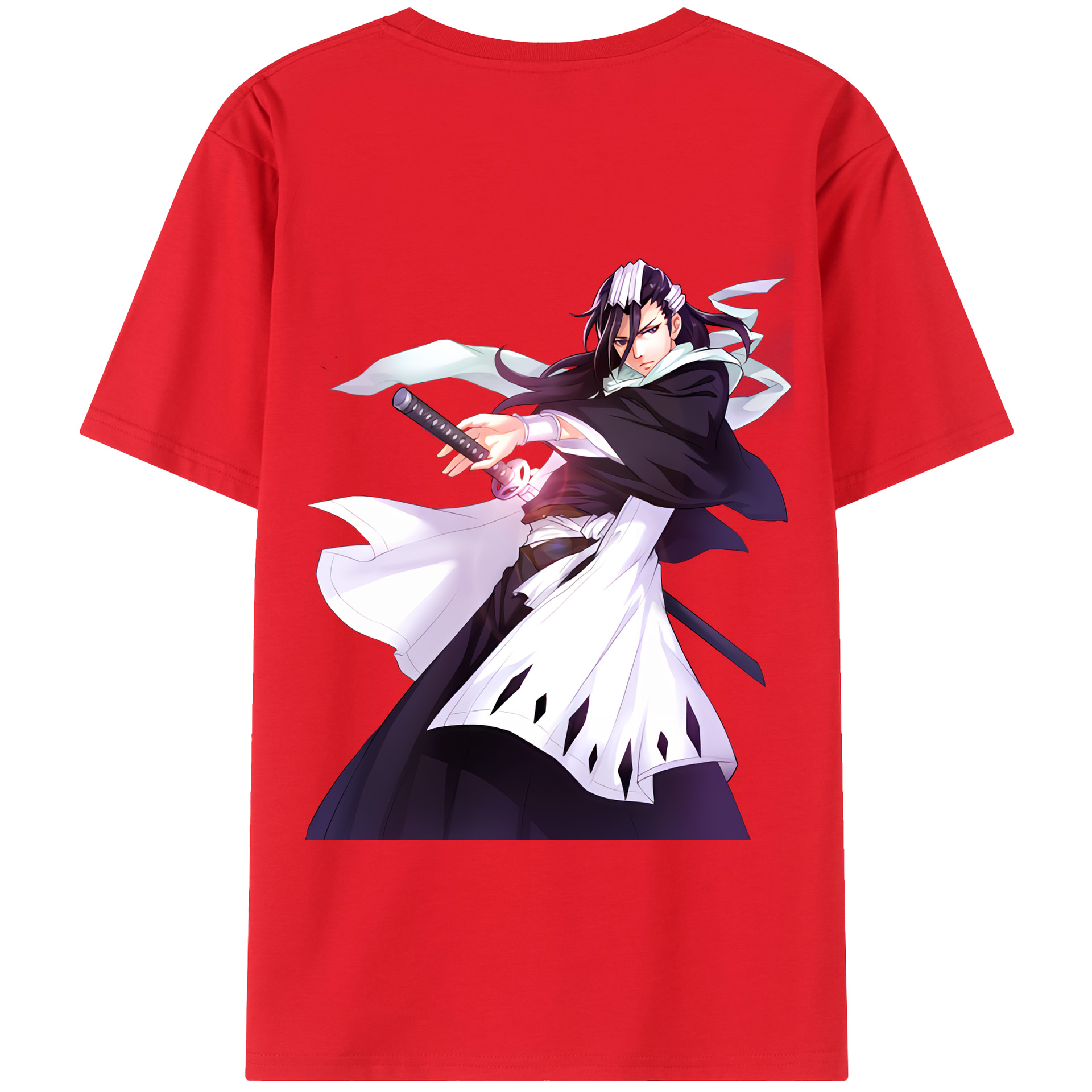 （画像用） ブリーチ くちき びゃくや BLEACH Kuchiki Byakuya 綿100％ メンズ半袖Tシャツ（バックプリント） 通気性