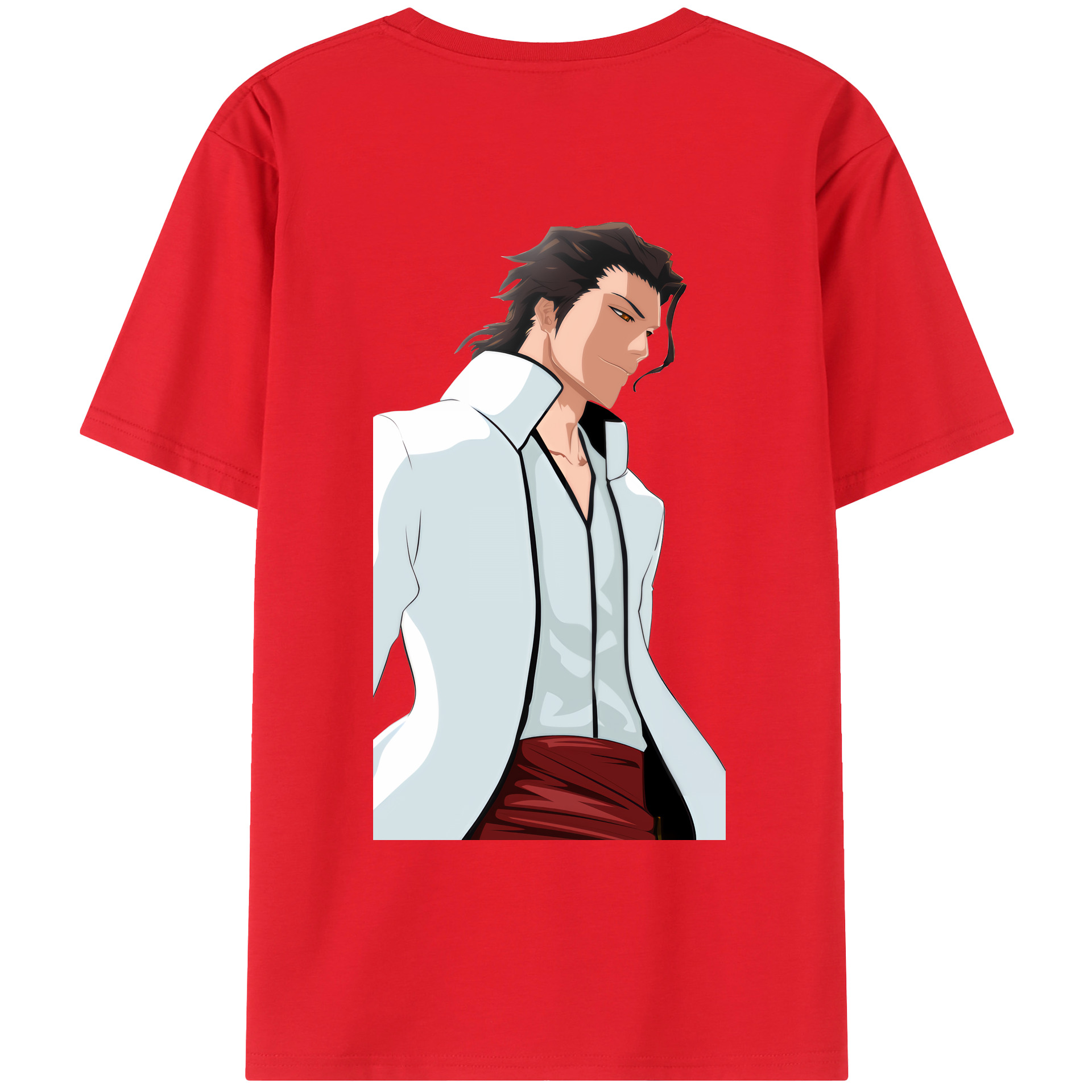 （画像用） ブリーチ 藍染 惣右介（あいぜん そうすけ） BLEACH Aizen Sousuke 綿100％ メンズ半袖Tシャツ（バックプリント） 通気性