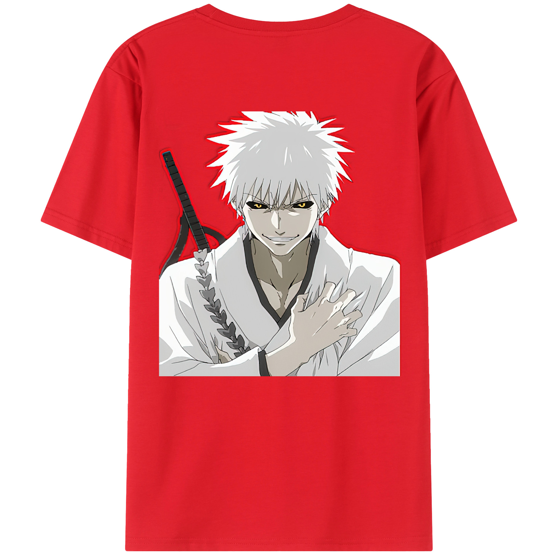 （画像用） ブリーチ 黒崎一護（くろさき いちご）BLEACH Kurosaki Ichigo 綿100％ メンズ半袖Tシャツ（バックプリント） 通気性
