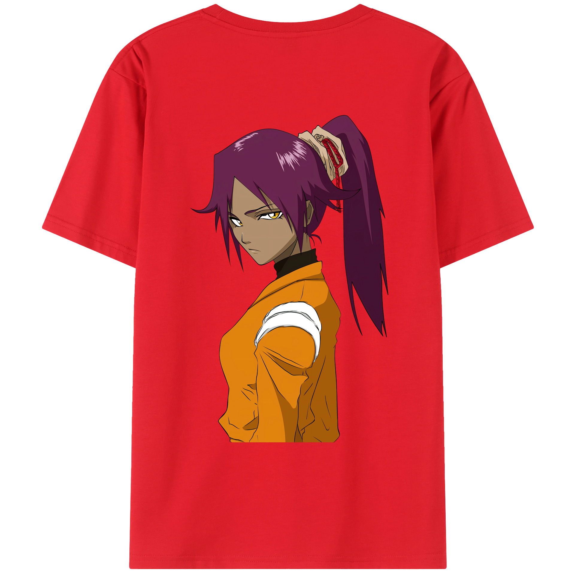 （画像用） ブリーチ 四楓院 夜一（しほういん よるいち） BLEACH Shihouin Yoruichi 綿100％ メンズ半袖Tシャツ（バックプリント） 通気性