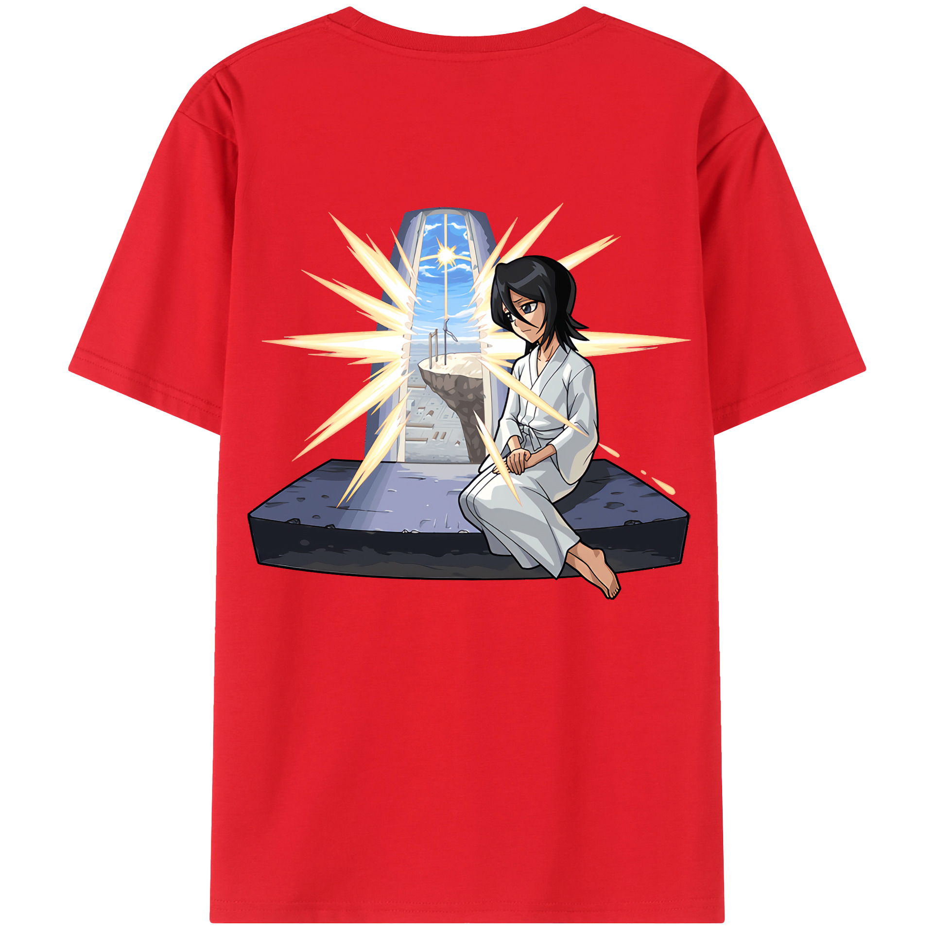 （画像用） ブリーチ 朽木ルキア BLEACH Kuchiki Rukia 綿100％ メンズ半袖Tシャツ（バックプリント） 通気性