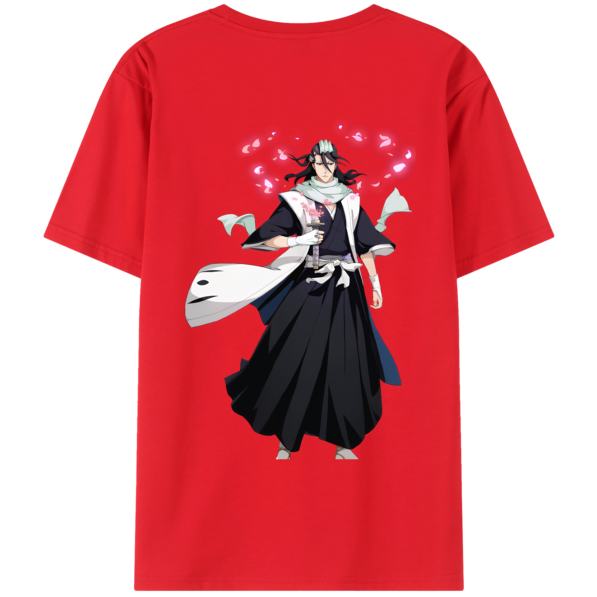 （画像用） ブリーチ くちき びゃくや BLEACH Kuchiki Byakuya 綿100％ メンズ半袖Tシャツ（バックプリント） 通気性