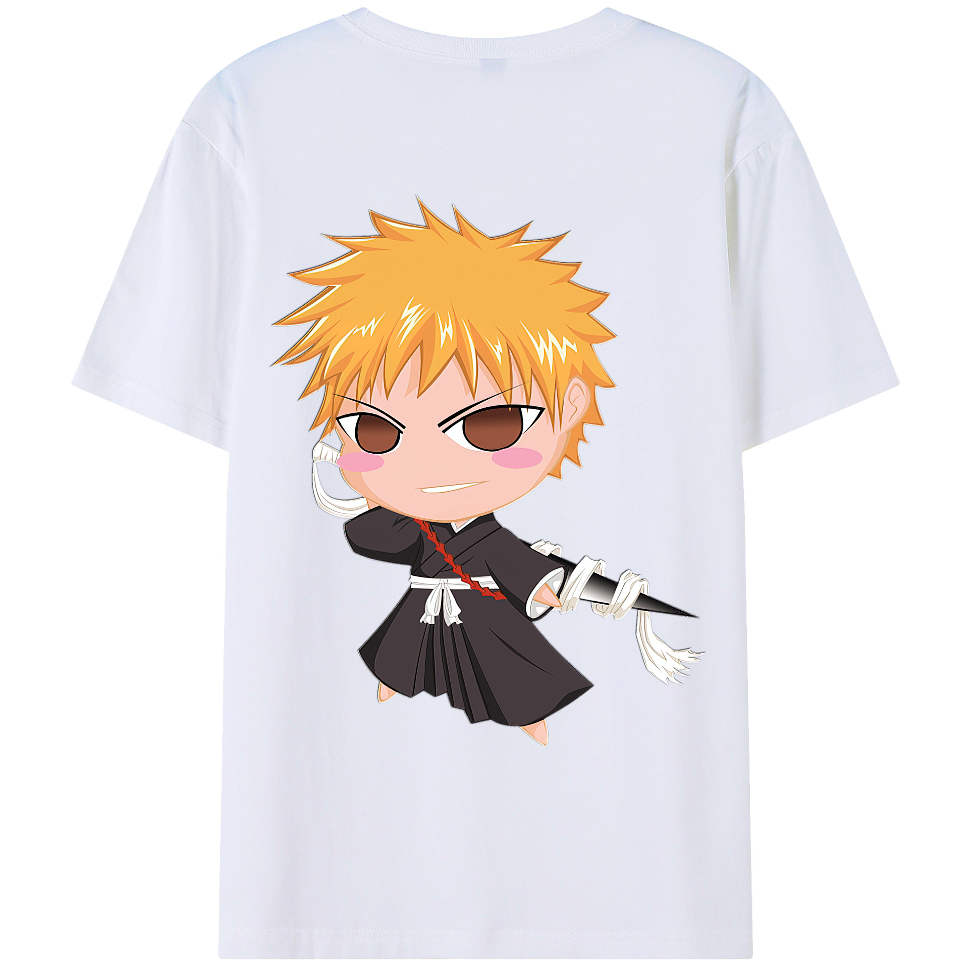 （画像用） ブリーチ 黒崎一護（くろさき いちご）BLEACH Kurosaki Ichigo 綿100％ メンズ半袖Tシャツ（バックプリント） 通気性
