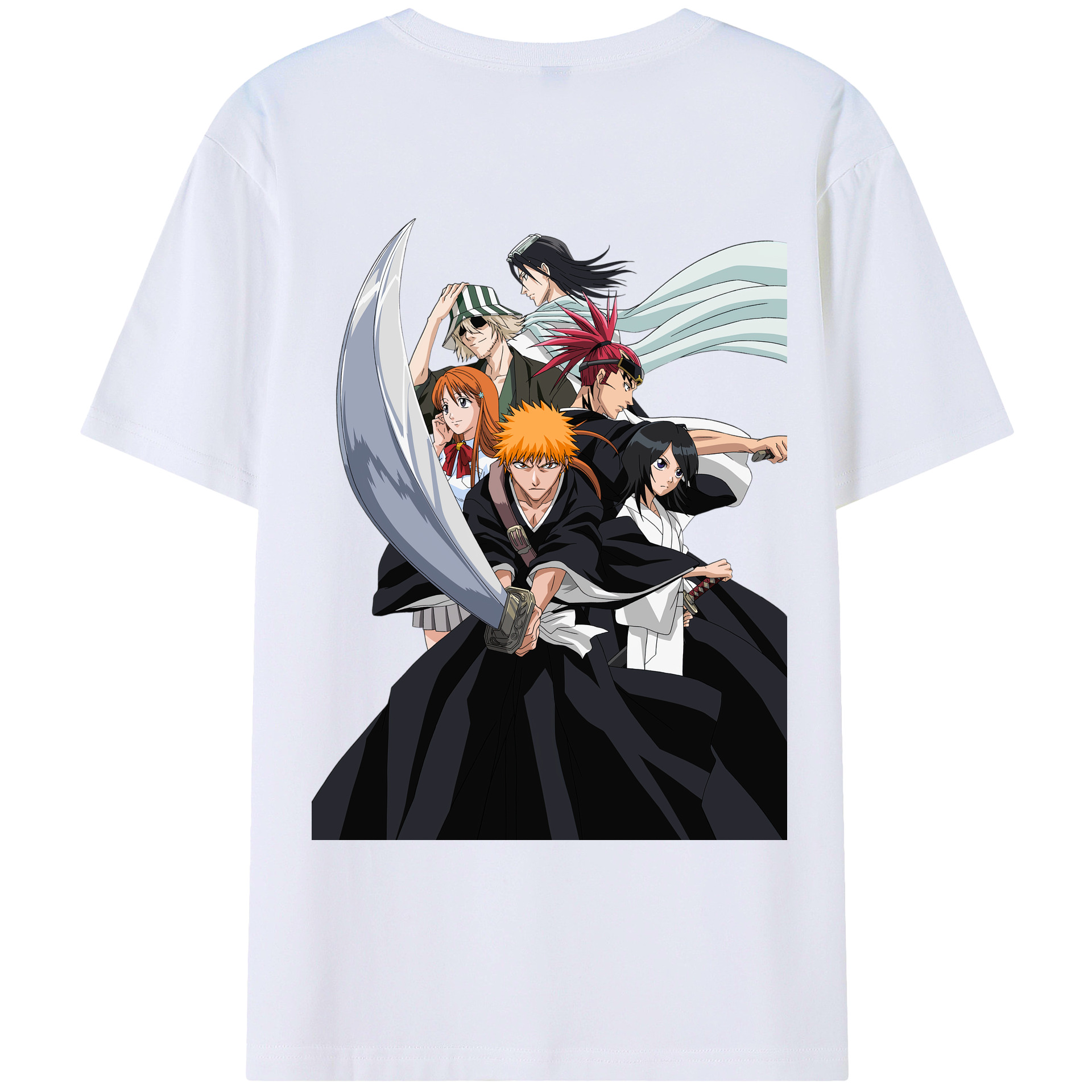 （画像用） ブリーチ 黒崎一護（くろさき いちご）BLEACH Kurosaki Ichigo 綿100％ メンズ半袖Tシャツ（バックプリント） 通気性