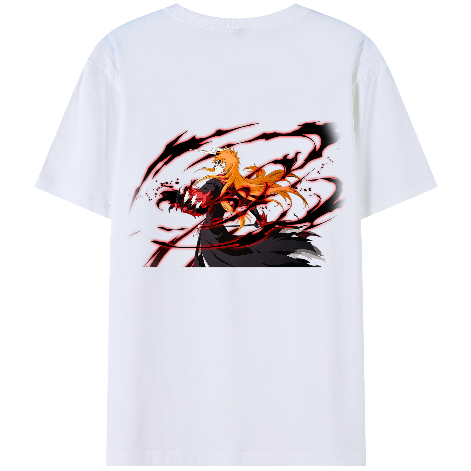 （画像用） ブリーチ 黒崎一護（くろさき いちご）BLEACH Kurosaki Ichigo 綿100％ メンズ半袖Tシャツ（バックプリント） 通気性