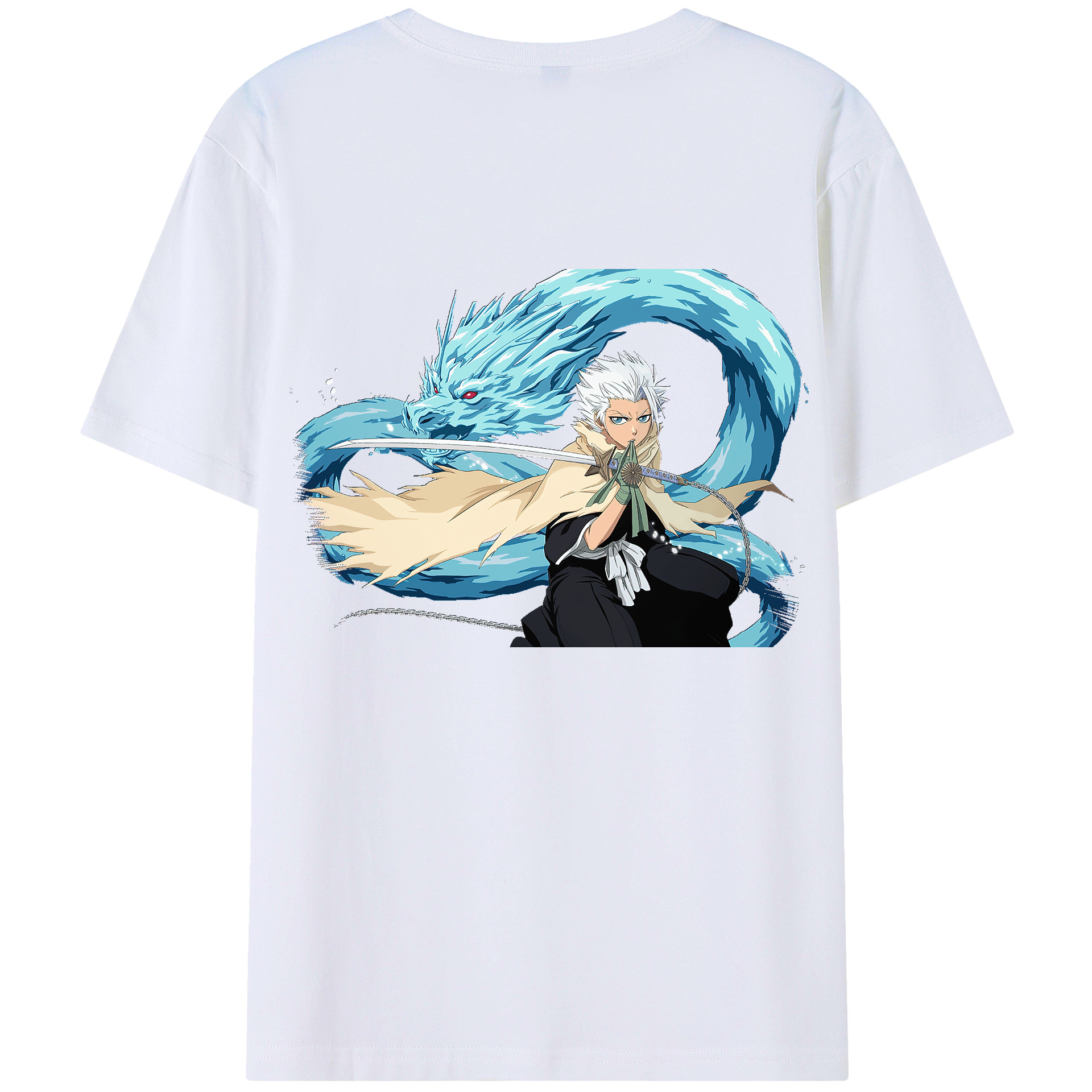 （画像用） ブリーチ 日番谷冬獅郎（ひつがや とうしろう） BLEACH Hitsugaya Toushirou 綿100％ メンズ半袖Tシャツ（バックプリント） 通気性