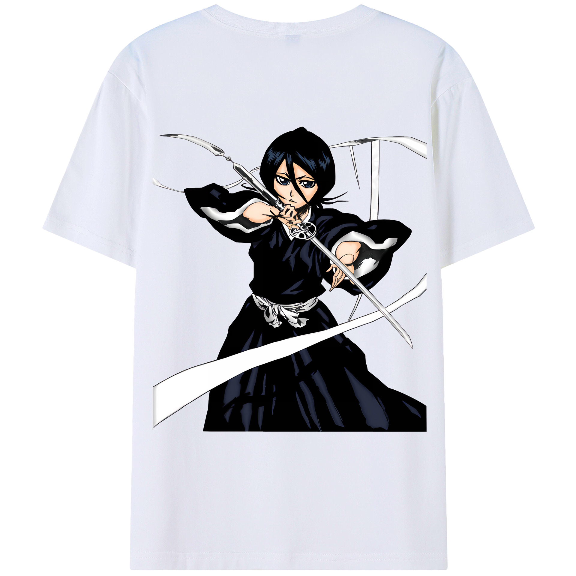 （画像用） ブリーチ 朽木ルキア BLEACH Kuchiki Rukia 綿100％ メンズ半袖Tシャツ（バックプリント） 通気性