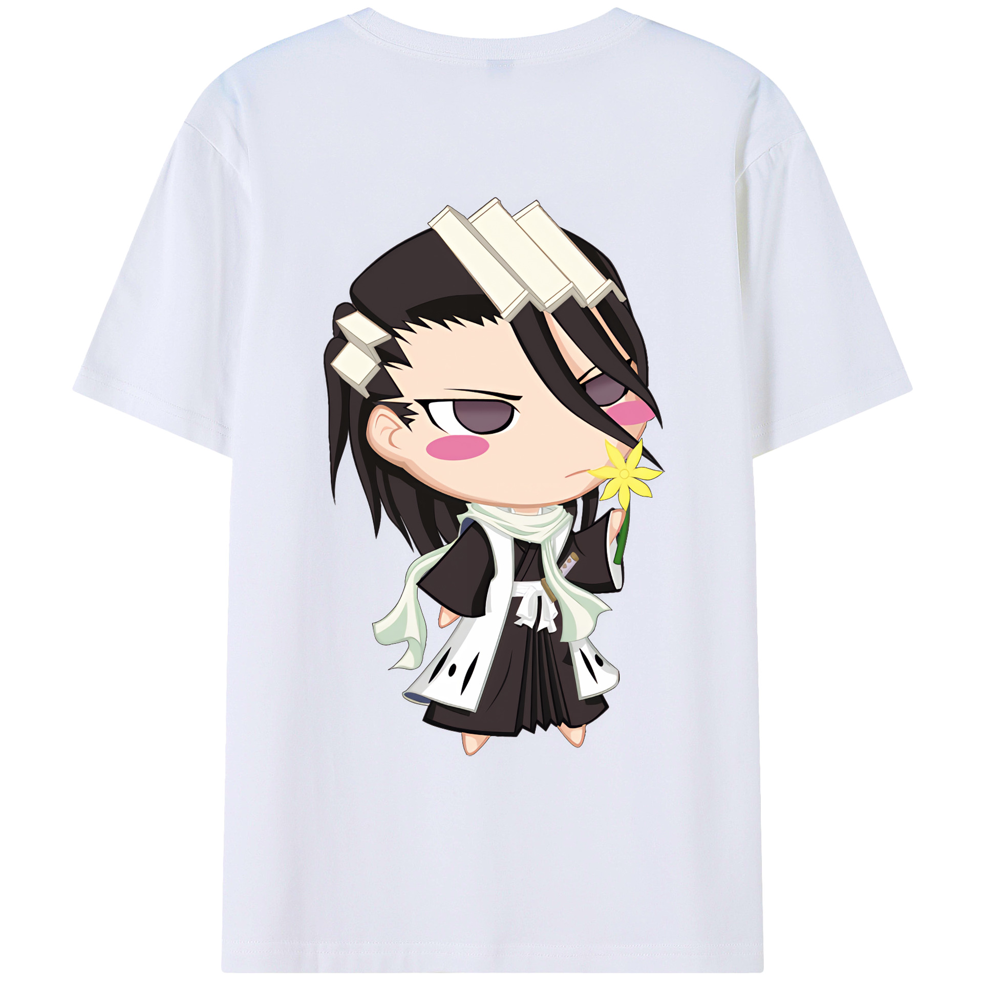 （画像用） ブリーチ くちき びゃくや BLEACH Kuchiki Byakuya 綿100％ メンズ半袖Tシャツ（バックプリント） 通気性