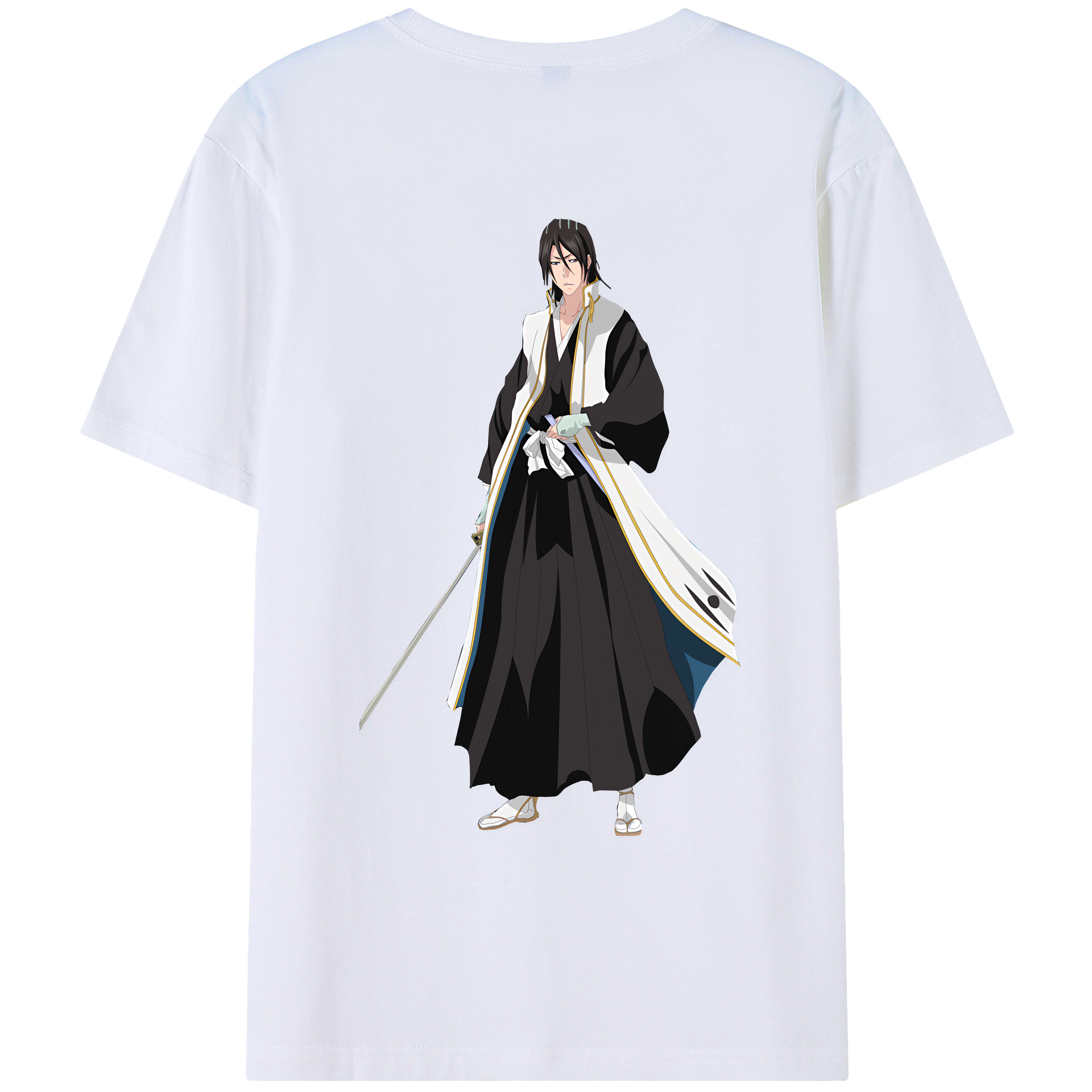 （画像用） ブリーチ くちき びゃくや BLEACH Kuchiki Byakuya 綿100％ メンズ半袖Tシャツ（バックプリント） 通気性