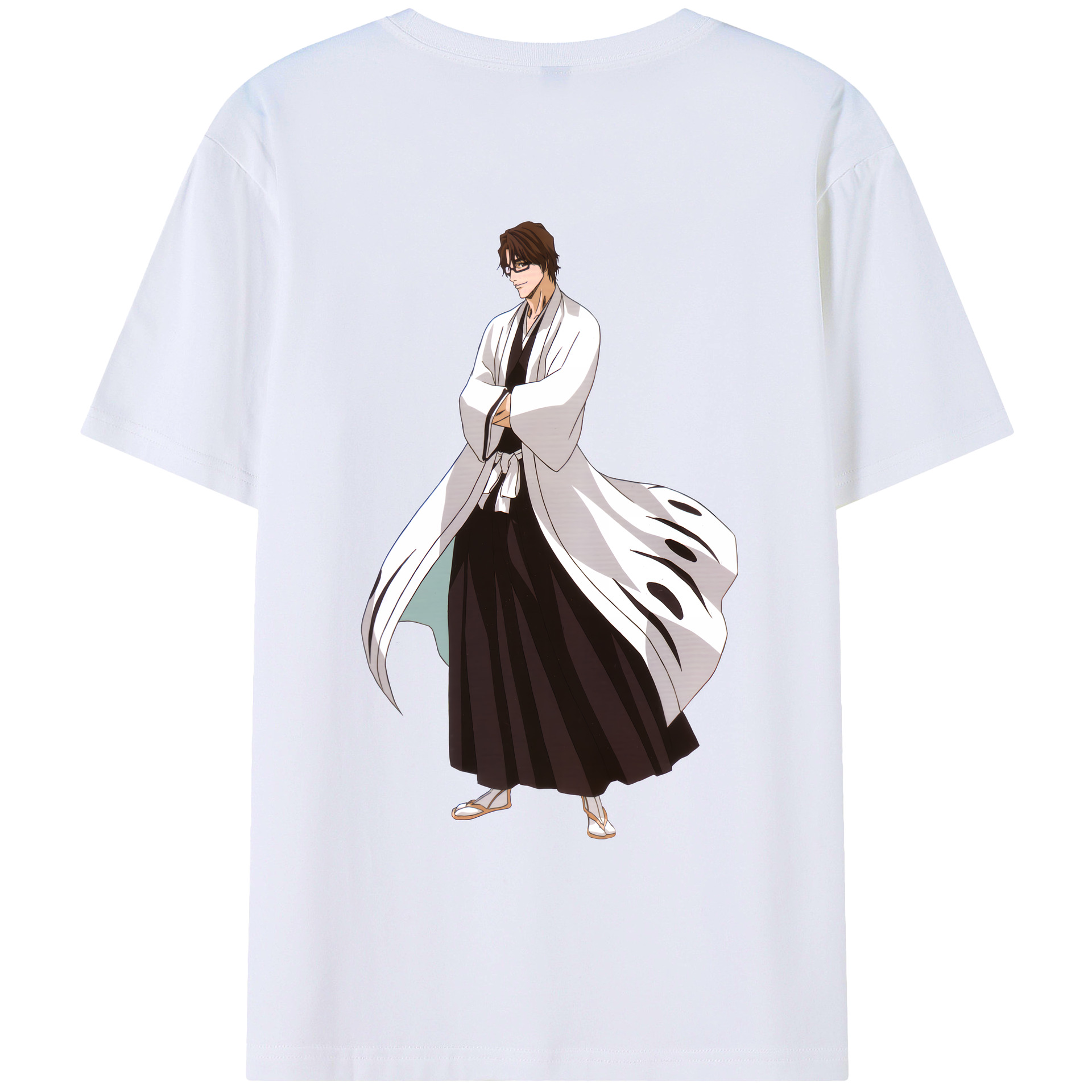 （画像用） ブリーチ 藍染 惣右介（あいぜん そうすけ） BLEACH Aizen Sousuke 綿100％ メンズ半袖Tシャツ（バックプリント） 通気性