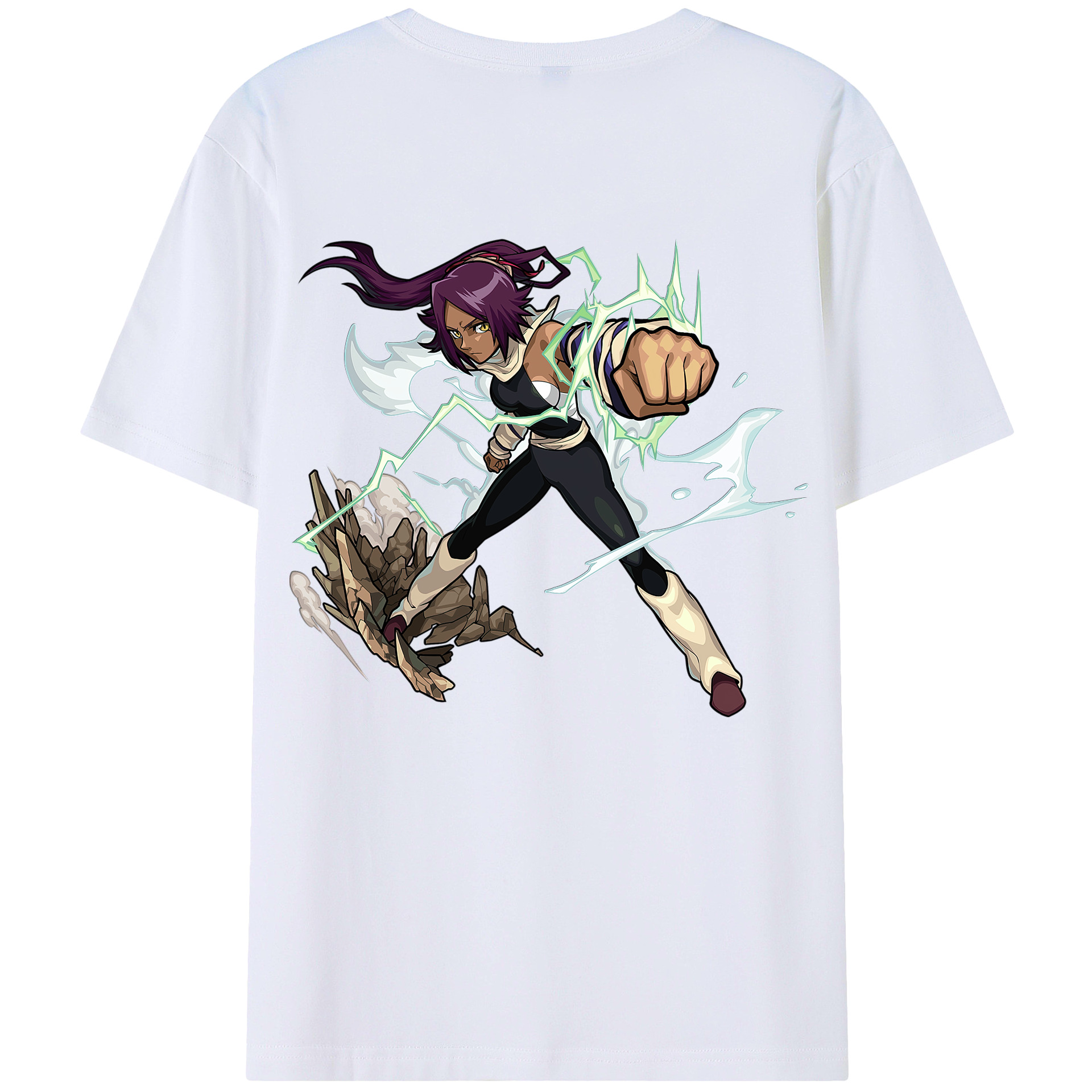 （画像用） ブリーチ 四楓院 夜一（しほういん よるいち） BLEACH Shihouin Yoruichi 綿100％ メンズ半袖Tシャツ（バックプリント） 通気性
