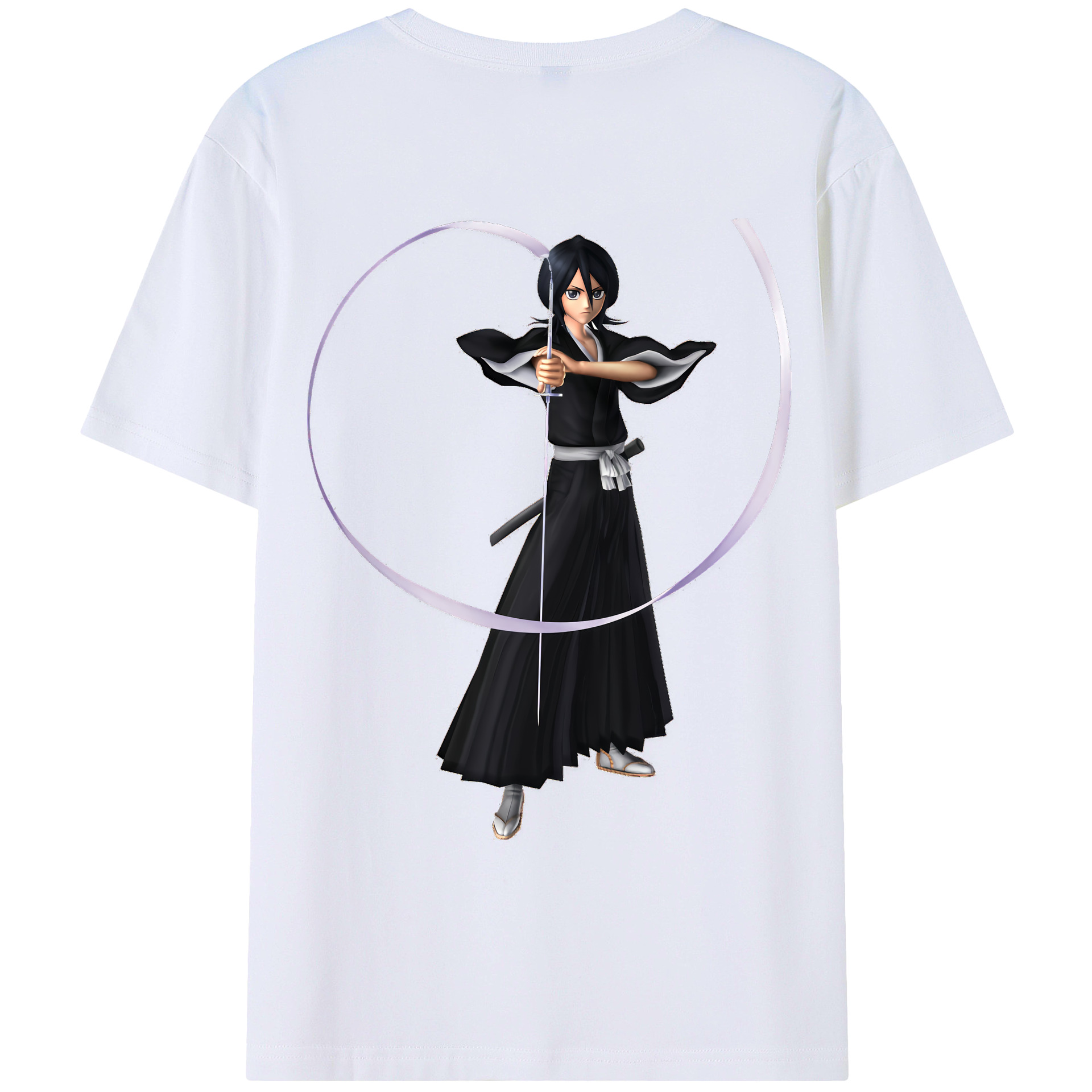 （画像用） ブリーチ 朽木ルキア BLEACH Kuchiki Rukia 綿100％ メンズ半袖Tシャツ（バックプリント） 通気性