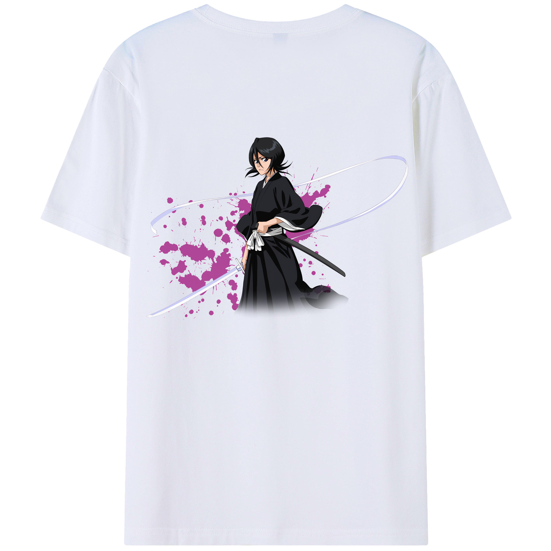 （画像用） ブリーチ 朽木ルキア BLEACH Kuchiki Rukia 綿100％ メンズ半袖Tシャツ（バックプリント） 通気性