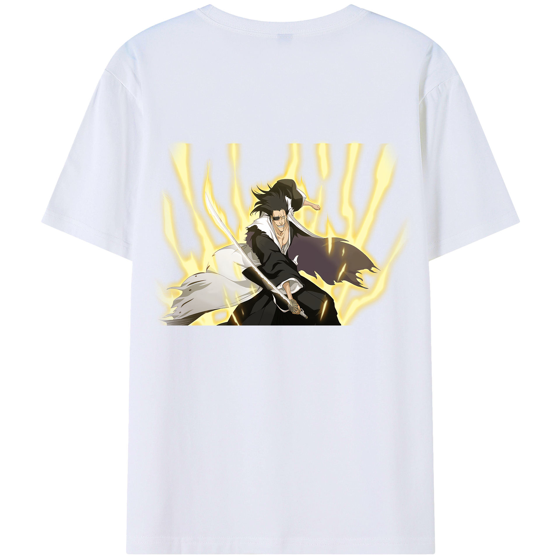 （画像用） ブリーチ ざらき けんぱち BLEACH Zaraki Kenpachi 綿100％ メンズ半袖Tシャツ（バックプリント） 通気性