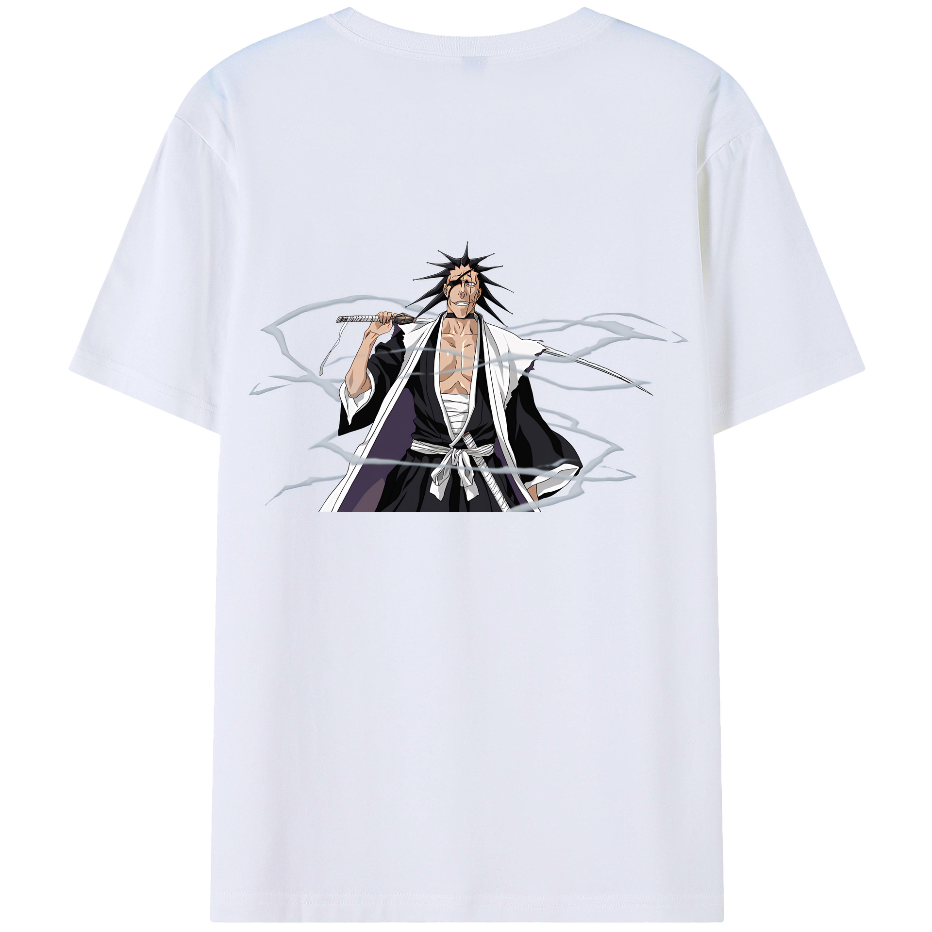 （画像用） ブリーチ ざらき けんぱち BLEACH Zaraki Kenpachi 綿100％ メンズ半袖Tシャツ（バックプリント） 通気性