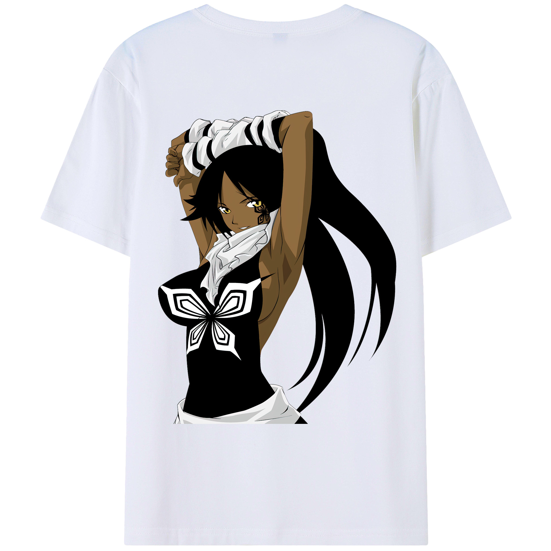 （画像用） ブリーチ 四楓院 夜一（しほういん よるいち） BLEACH Shihouin Yoruichi 綿100％ メンズ半袖Tシャツ（バックプリント） 通気性