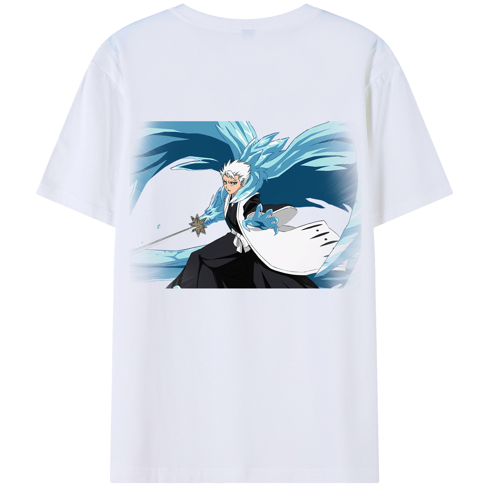 （画像用） ブリーチ 日番谷冬獅郎（ひつがや とうしろう） BLEACH Hitsugaya Toushirou 綿100％ メンズ半袖Tシャツ（バックプリント） 通気性