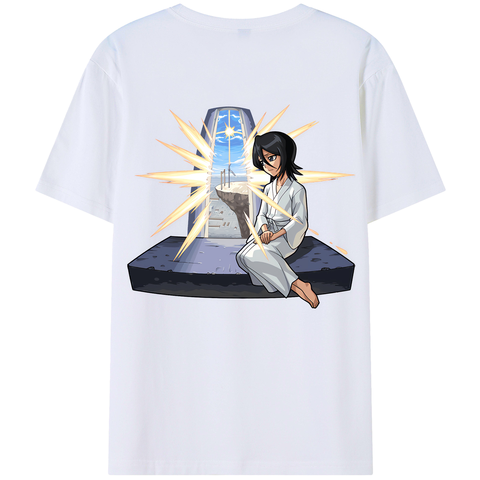 （画像用） ブリーチ 朽木ルキア BLEACH Kuchiki Rukia 綿100％ メンズ半袖Tシャツ（バックプリント） 通気性
