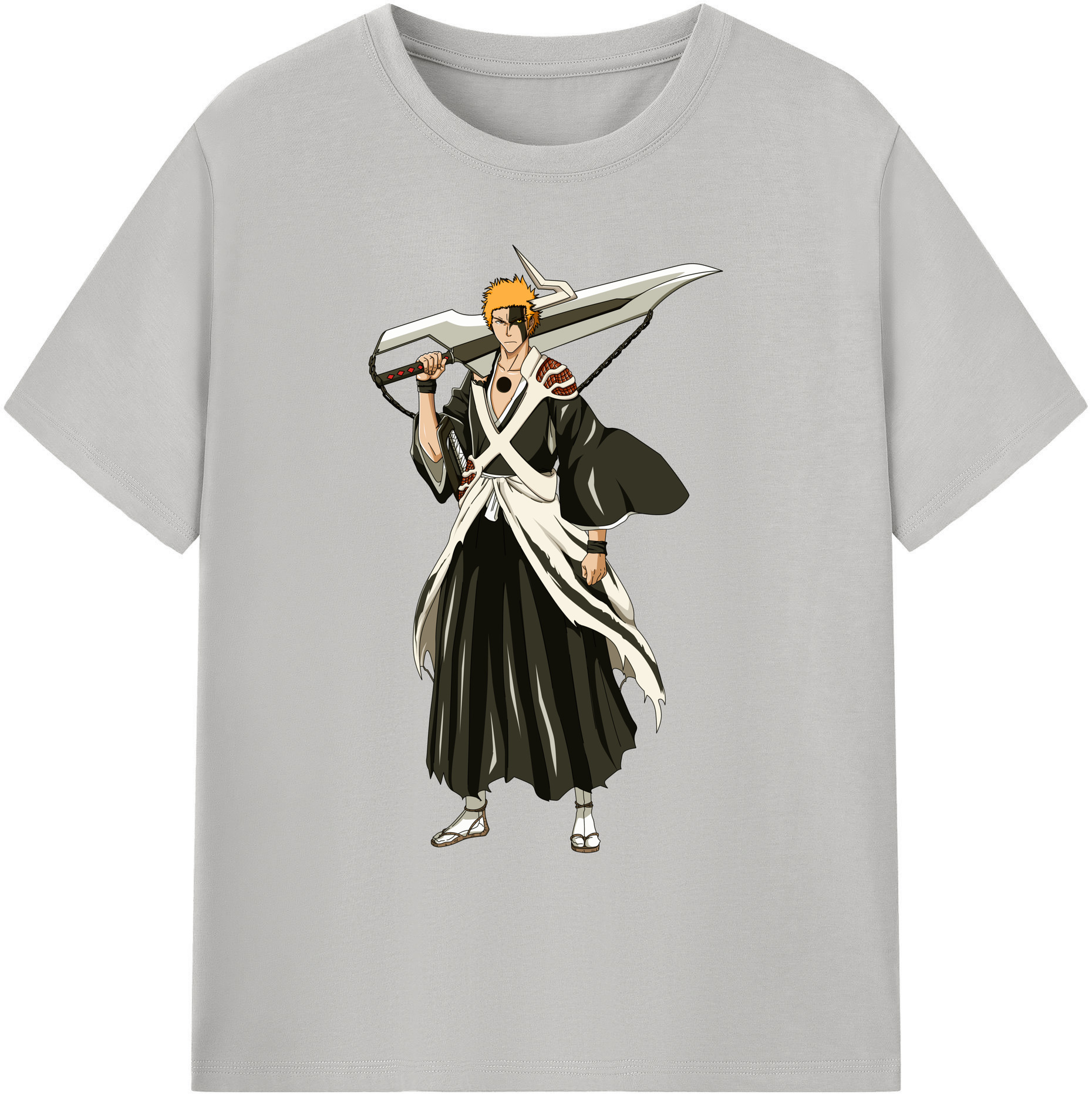 （画像用） ブリーチ 黒崎一護（くろさき いちご）BLEACH Kurosaki Ichigo 綿100％ メンズ半袖Tシャツ｜肌触りやわらか＆通気性