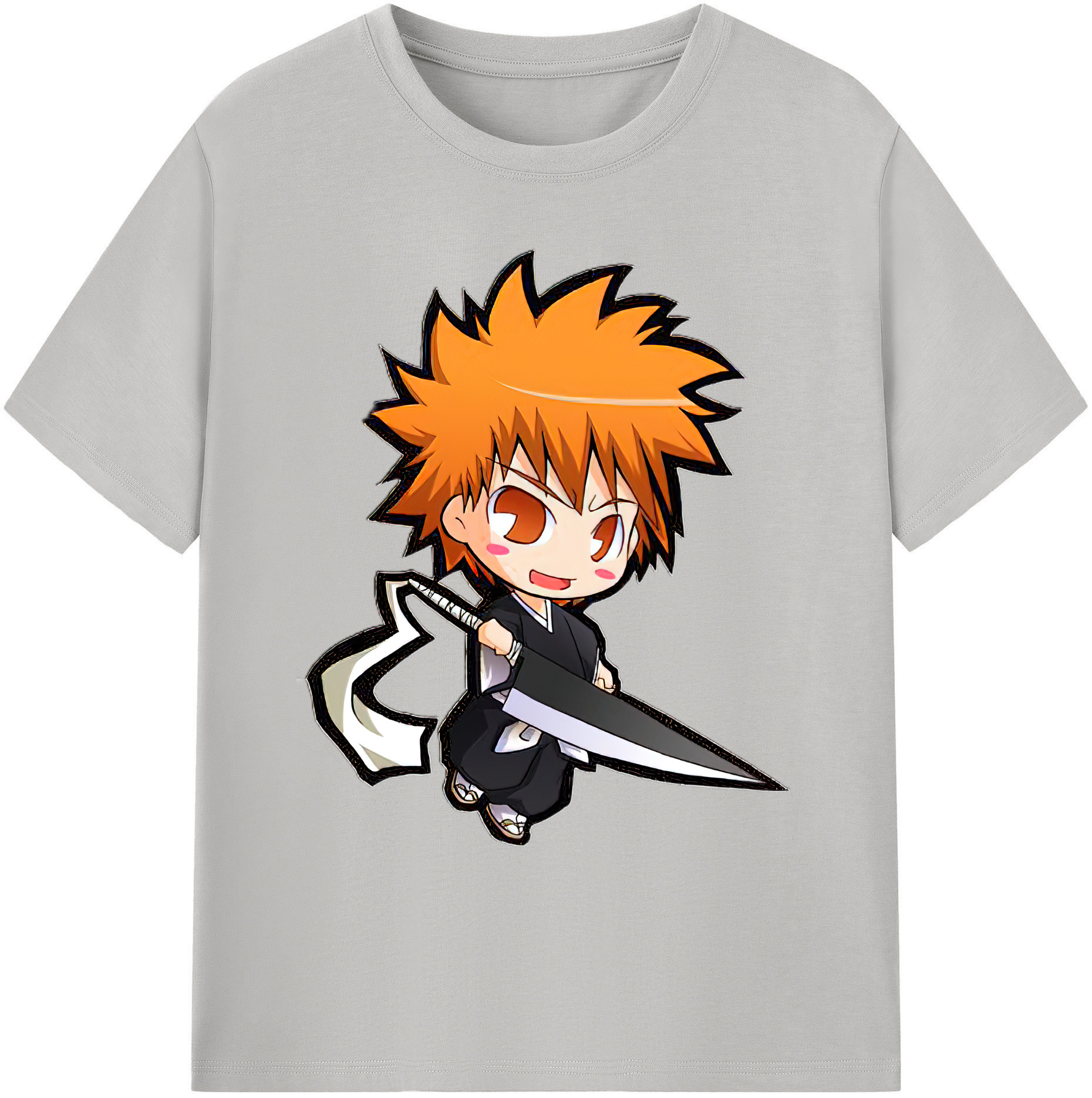 （画像用） ブリーチ 黒崎一護（くろさき いちご）BLEACH Kurosaki Ichigo 綿100％ メンズ半袖Tシャツ｜肌触りやわらか＆通気性