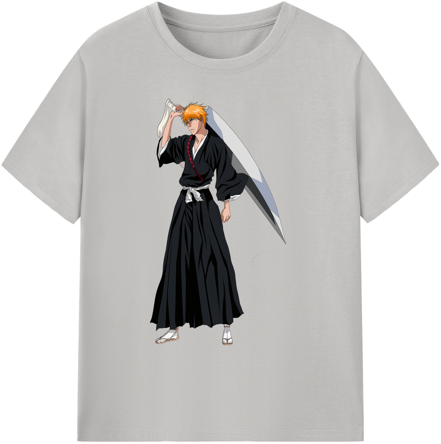 （画像用） ブリーチ 黒崎一護（くろさき いちご）BLEACH Kurosaki Ichigo 綿100％ メンズ半袖Tシャツ｜肌触りやわらか＆通気性