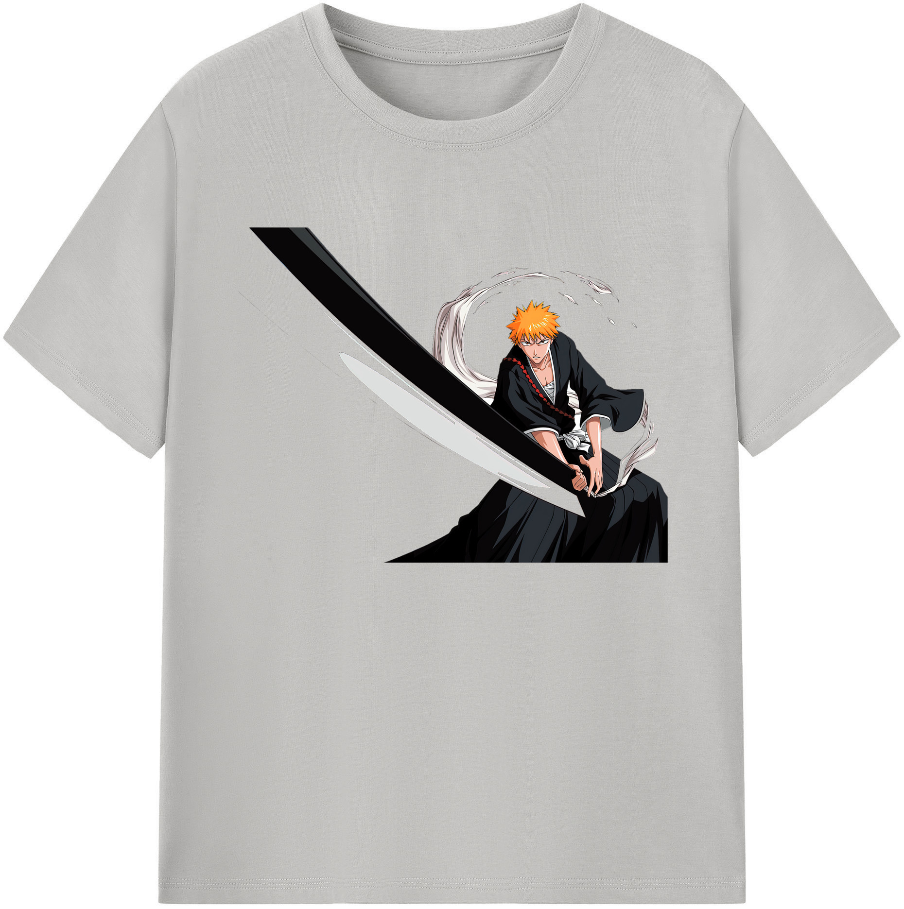 （画像用） ブリーチ 黒崎一護（くろさき いちご）BLEACH Kurosaki Ichigo 綿100％ メンズ半袖Tシャツ｜肌触りやわらか＆通気性