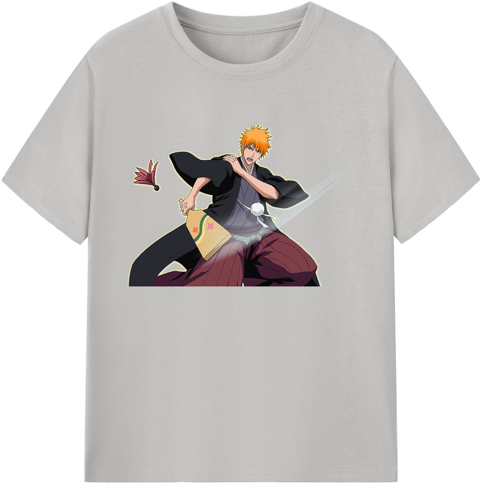 （画像用） ブリーチ 黒崎一護（くろさき いちご）BLEACH Kurosaki Ichigo 綿100％ メンズ半袖Tシャツ｜肌触りやわらか＆通気性