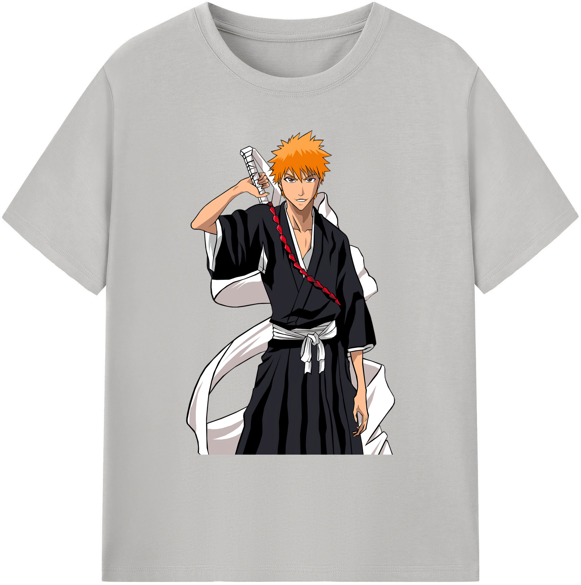 （画像用） ブリーチ 黒崎一護（くろさき いちご）BLEACH Kurosaki Ichigo 綿100％ メンズ半袖Tシャツ｜肌触りやわらか＆通気性