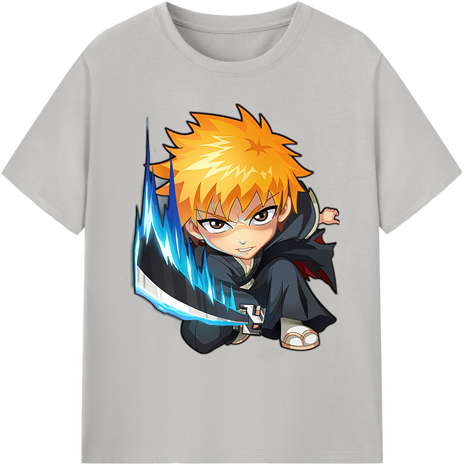 （画像用） ブリーチ 黒崎一護（くろさき いちご）BLEACH Kurosaki Ichigo 綿100％ メンズ半袖Tシャツ｜肌触りやわらか＆通気性