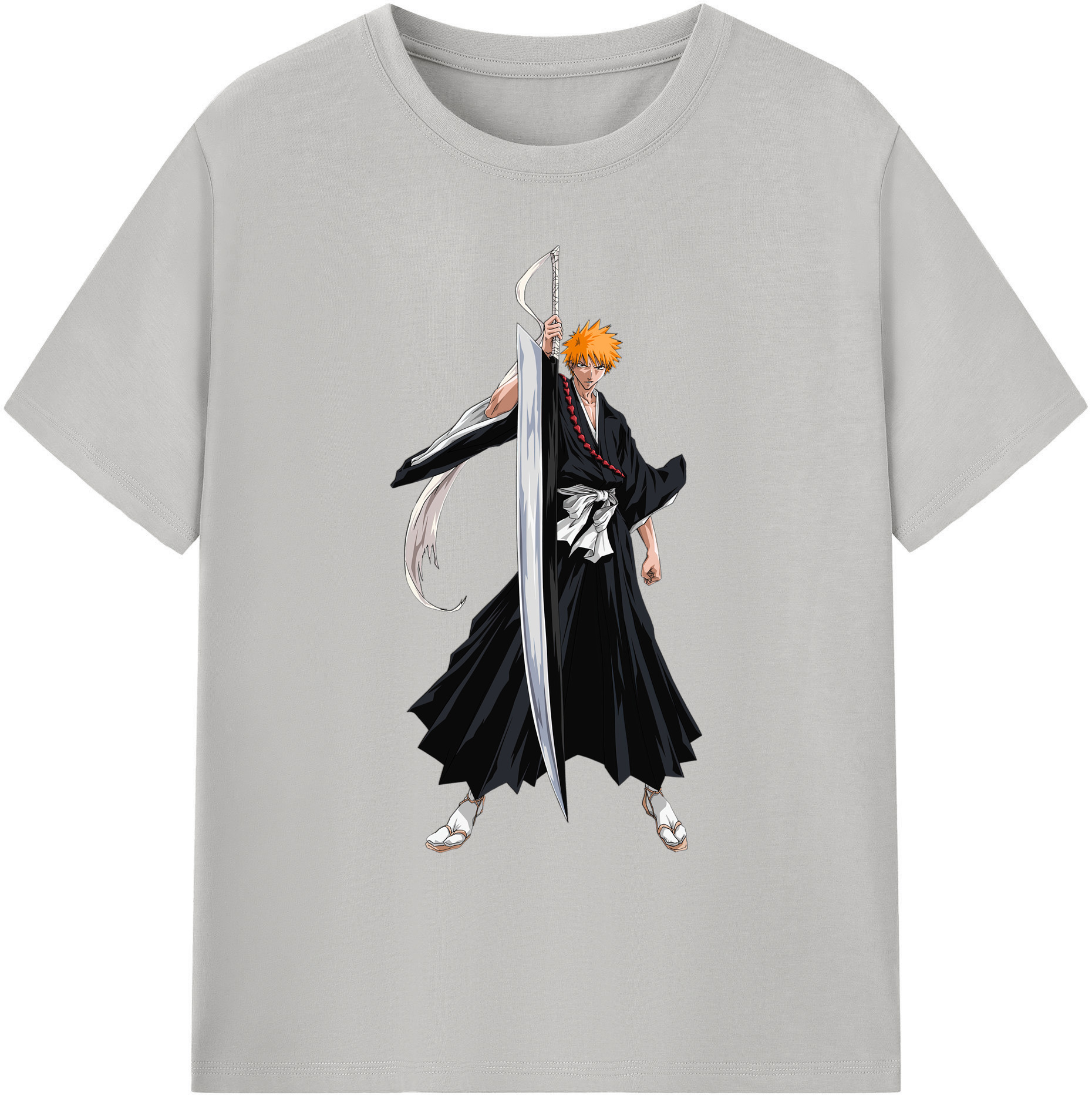 （画像用） ブリーチ 黒崎一護（くろさき いちご）BLEACH Kurosaki Ichigo 綿100％ メンズ半袖Tシャツ｜肌触りやわらか＆通気性