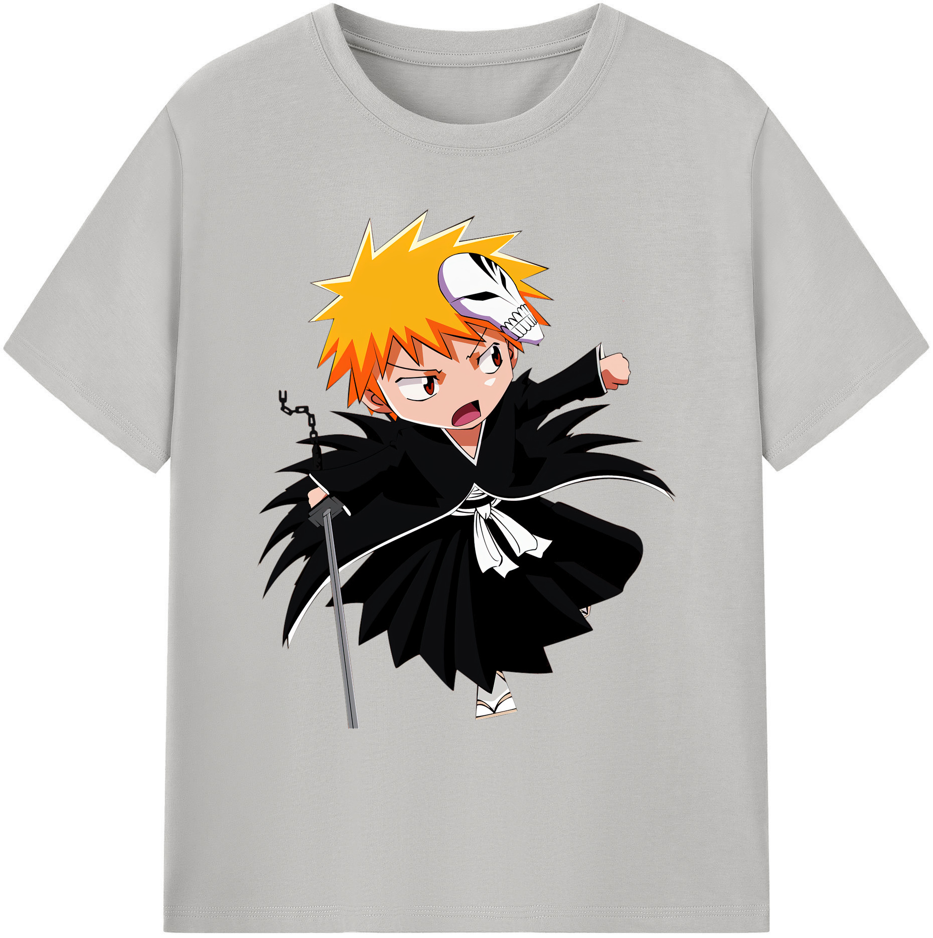 （画像用） ブリーチ 黒崎一護（くろさき いちご）BLEACH Kurosaki Ichigo 綿100％ メンズ半袖Tシャツ｜肌触りやわらか＆通気性