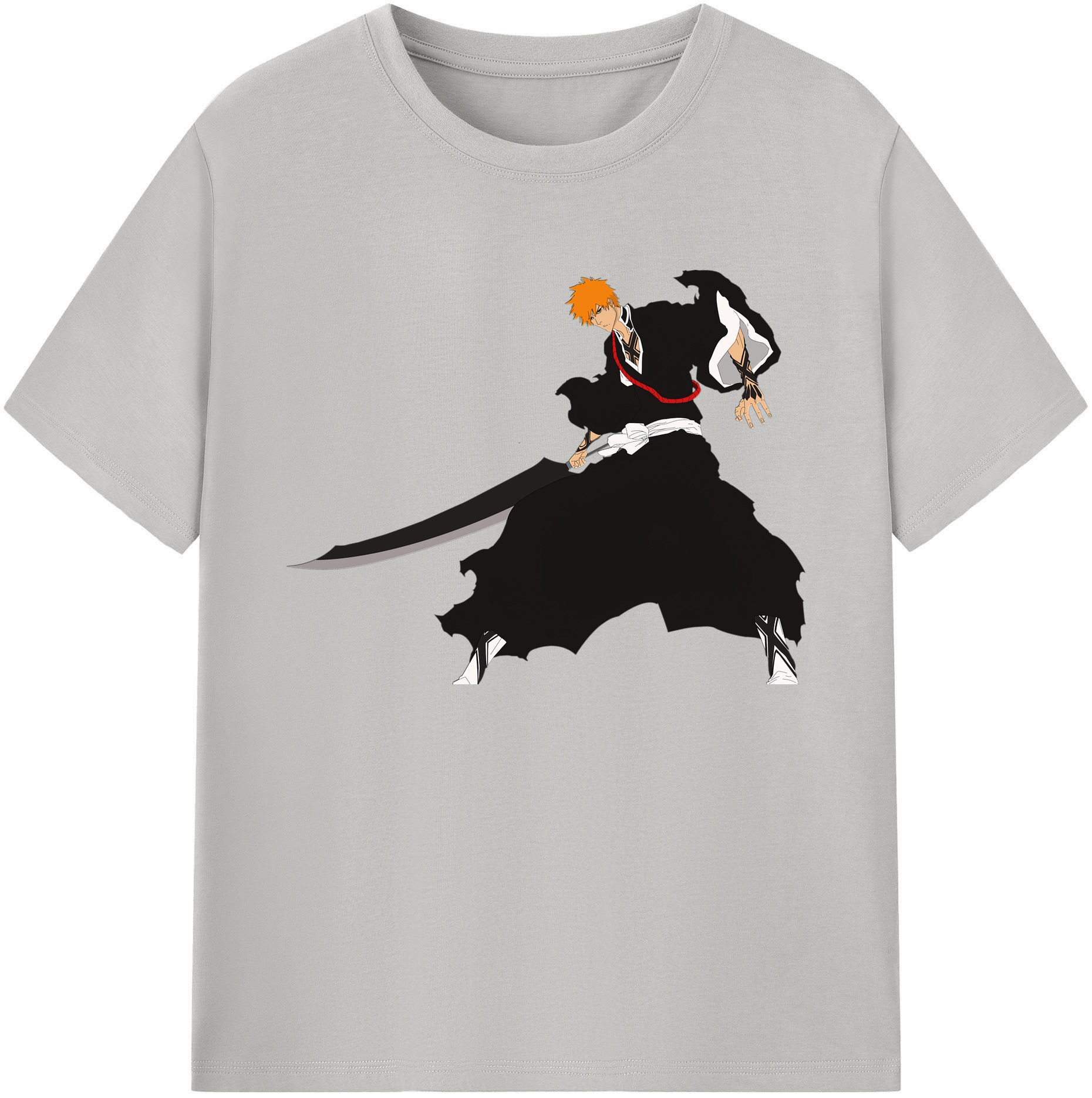 （画像用） ブリーチ 黒崎一護（くろさき いちご）BLEACH Kurosaki Ichigo 綿100％ メンズ半袖Tシャツ｜肌触りやわらか＆通気性