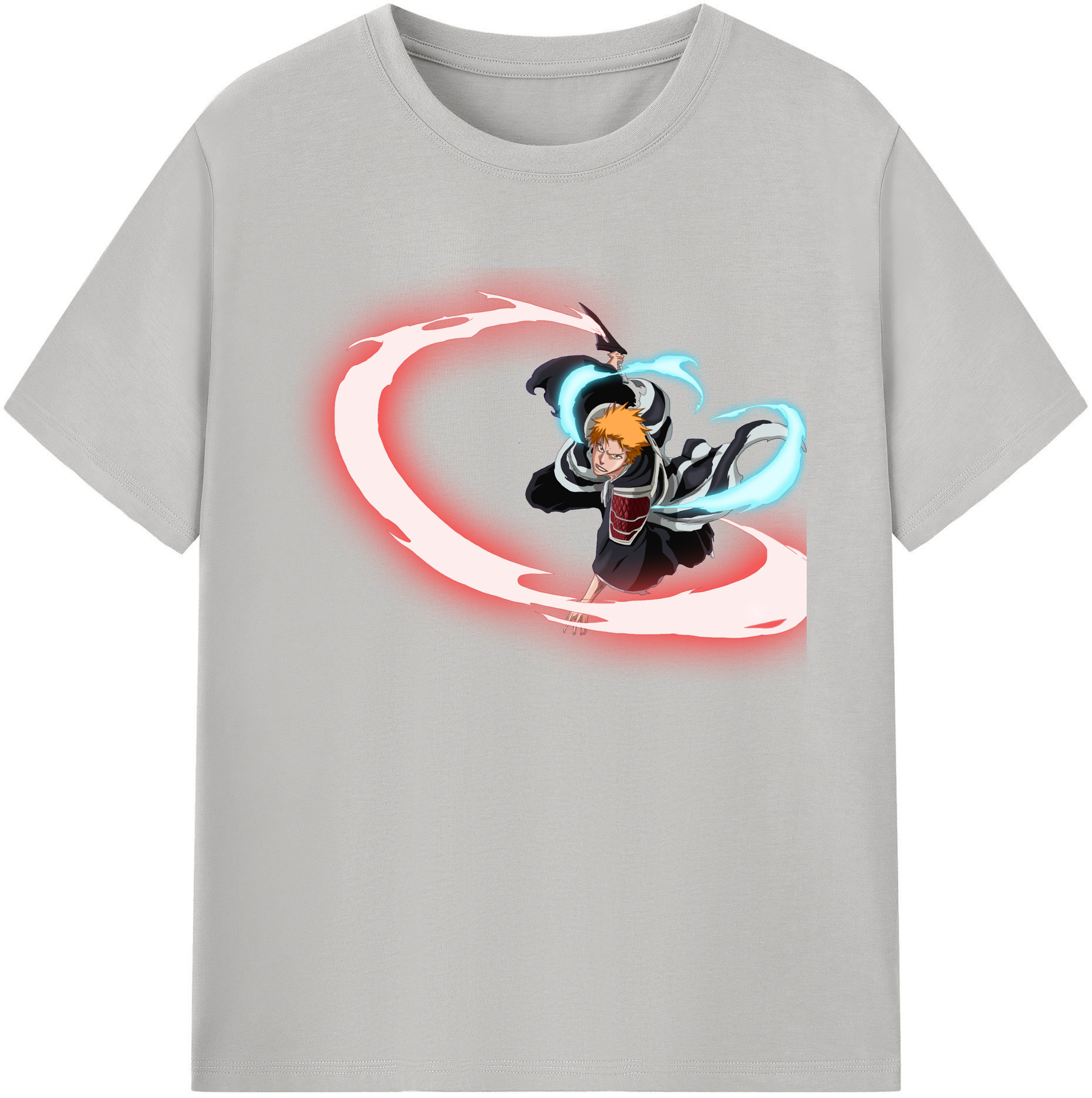 （画像用） ブリーチ 黒崎一護（くろさき いちご）BLEACH Kurosaki Ichigo 綿100％ メンズ半袖Tシャツ｜肌触りやわらか＆通気性