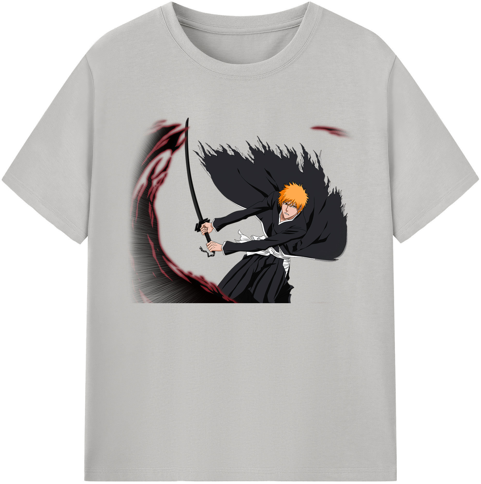 （画像用） ブリーチ 黒崎一護（くろさき いちご）BLEACH Kurosaki Ichigo 綿100％ メンズ半袖Tシャツ｜肌触りやわらか＆通気性