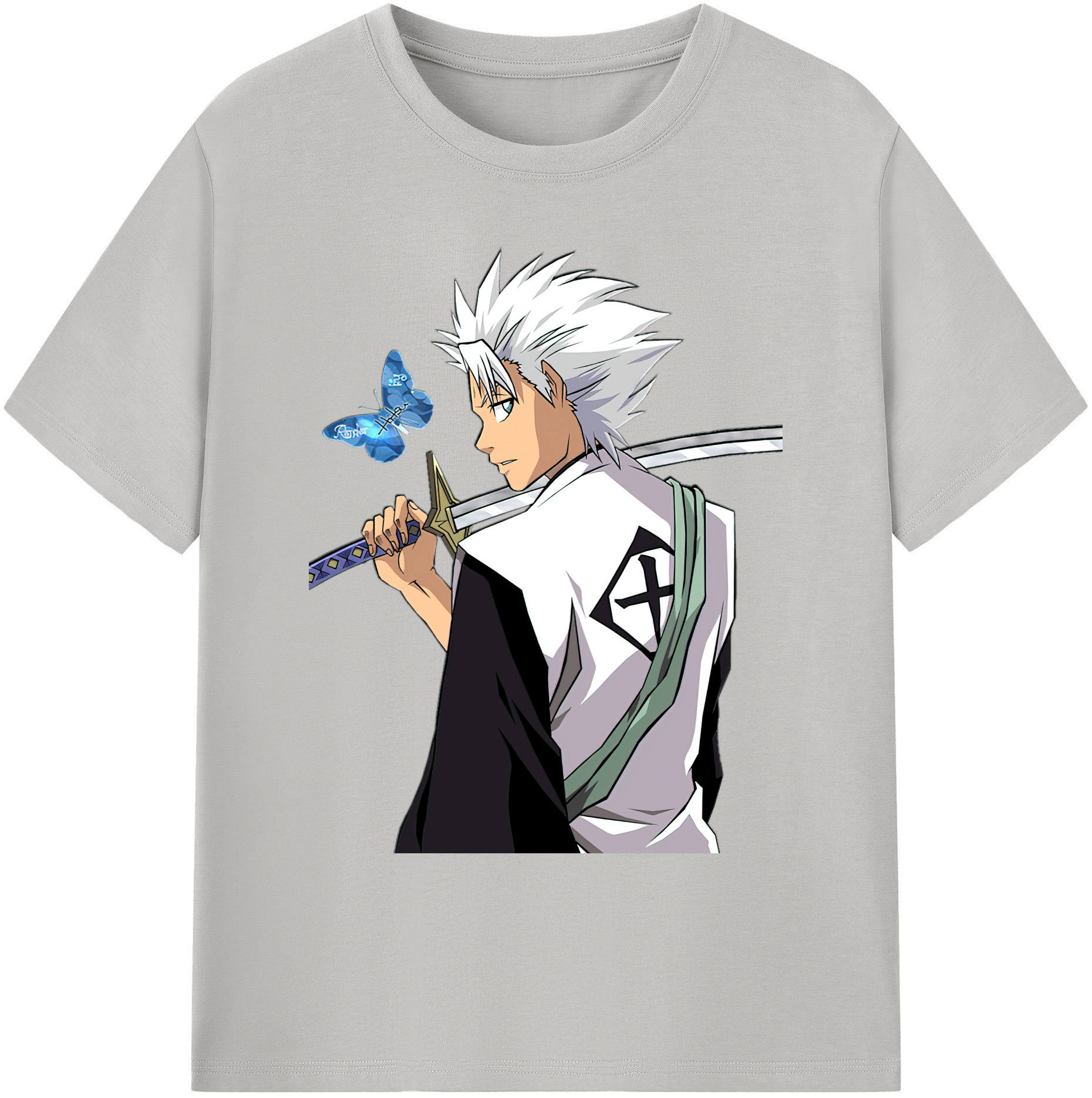 （画像用） ブリーチ 日番谷冬獅郎（ひつがや とうしろう） BLEACH Hitsugaya Toushirou 綿100％ メンズ半袖Tシャツ｜肌触りやわらか＆通気性