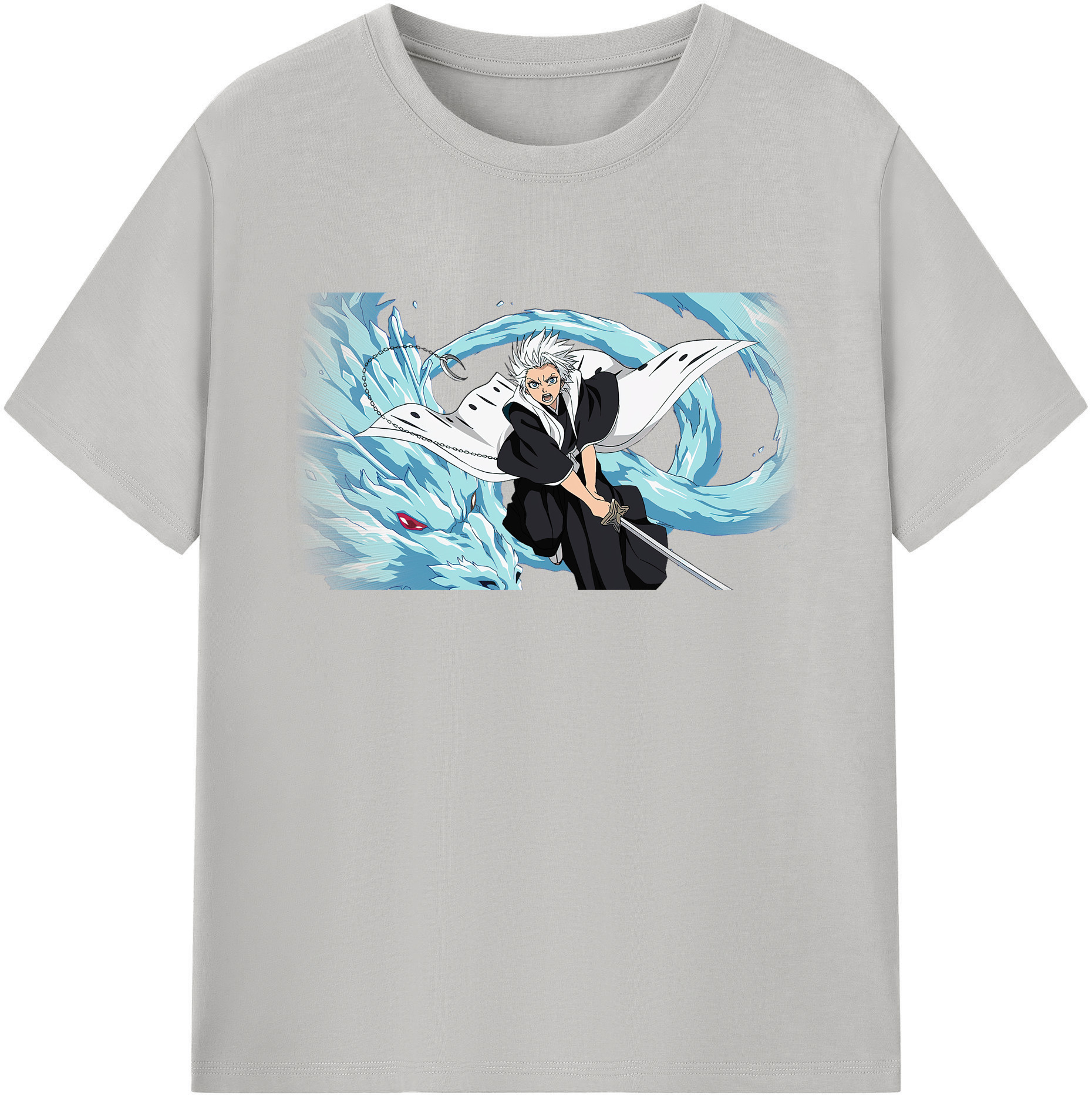 （画像用） ブリーチ 日番谷冬獅郎（ひつがや とうしろう） BLEACH Hitsugaya Toushirou 綿100％ メンズ半袖Tシャツ｜肌触りやわらか＆通気性