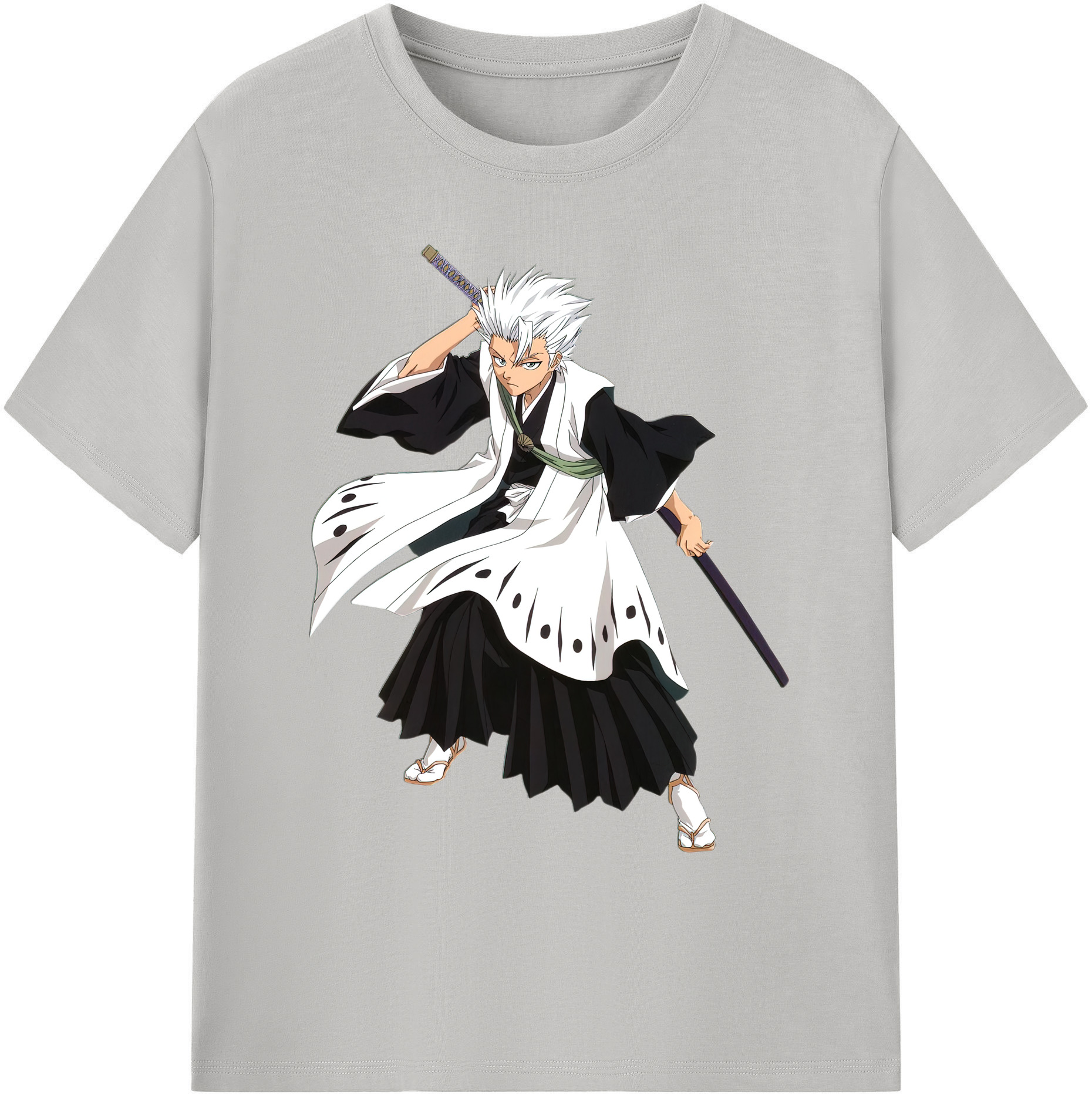 （画像用） ブリーチ 日番谷冬獅郎（ひつがや とうしろう） BLEACH Hitsugaya Toushirou 綿100％ メンズ半袖Tシャツ｜肌触りやわらか＆通気性