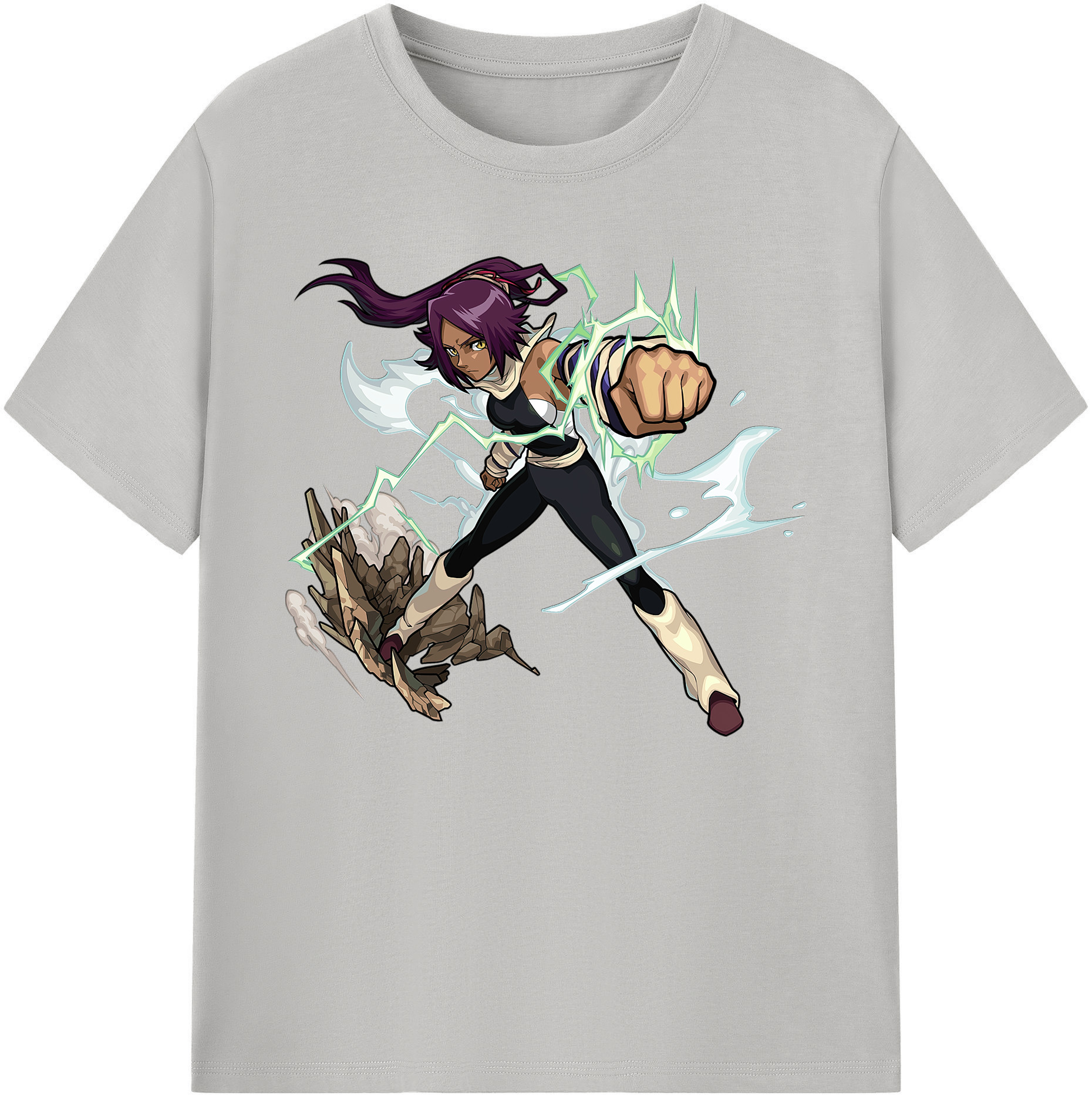 （画像用） ブリーチ 四楓院 夜一（しほういん よるいち） BLEACH Shihouin Yoruichi 綿100％ メンズ半袖Tシャツ｜肌触りやわらか＆通気性