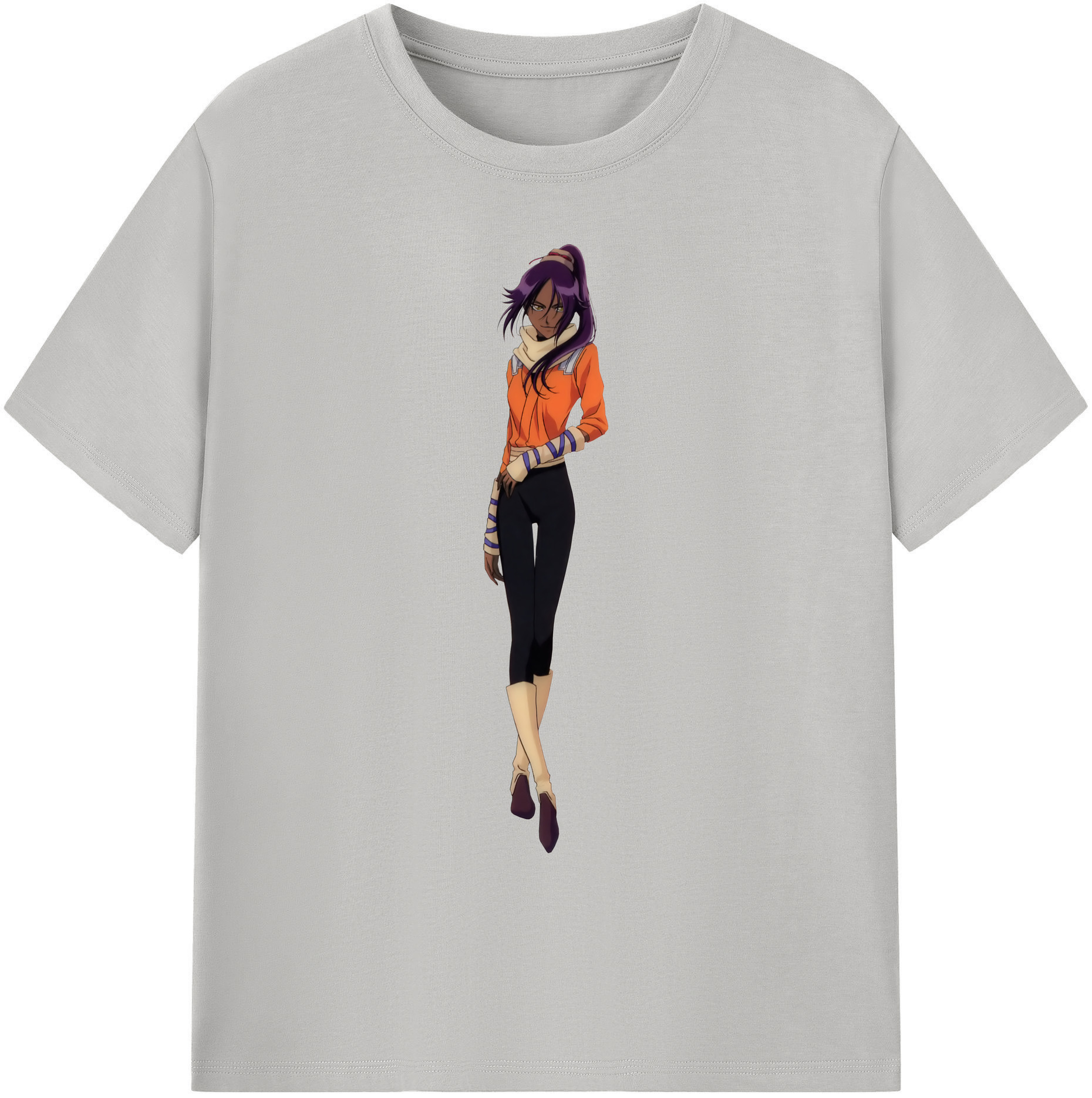 （画像用） ブリーチ 四楓院 夜一（しほういん よるいち） BLEACH Shihouin Yoruichi 綿100％ メンズ半袖Tシャツ｜肌触りやわらか＆通気性