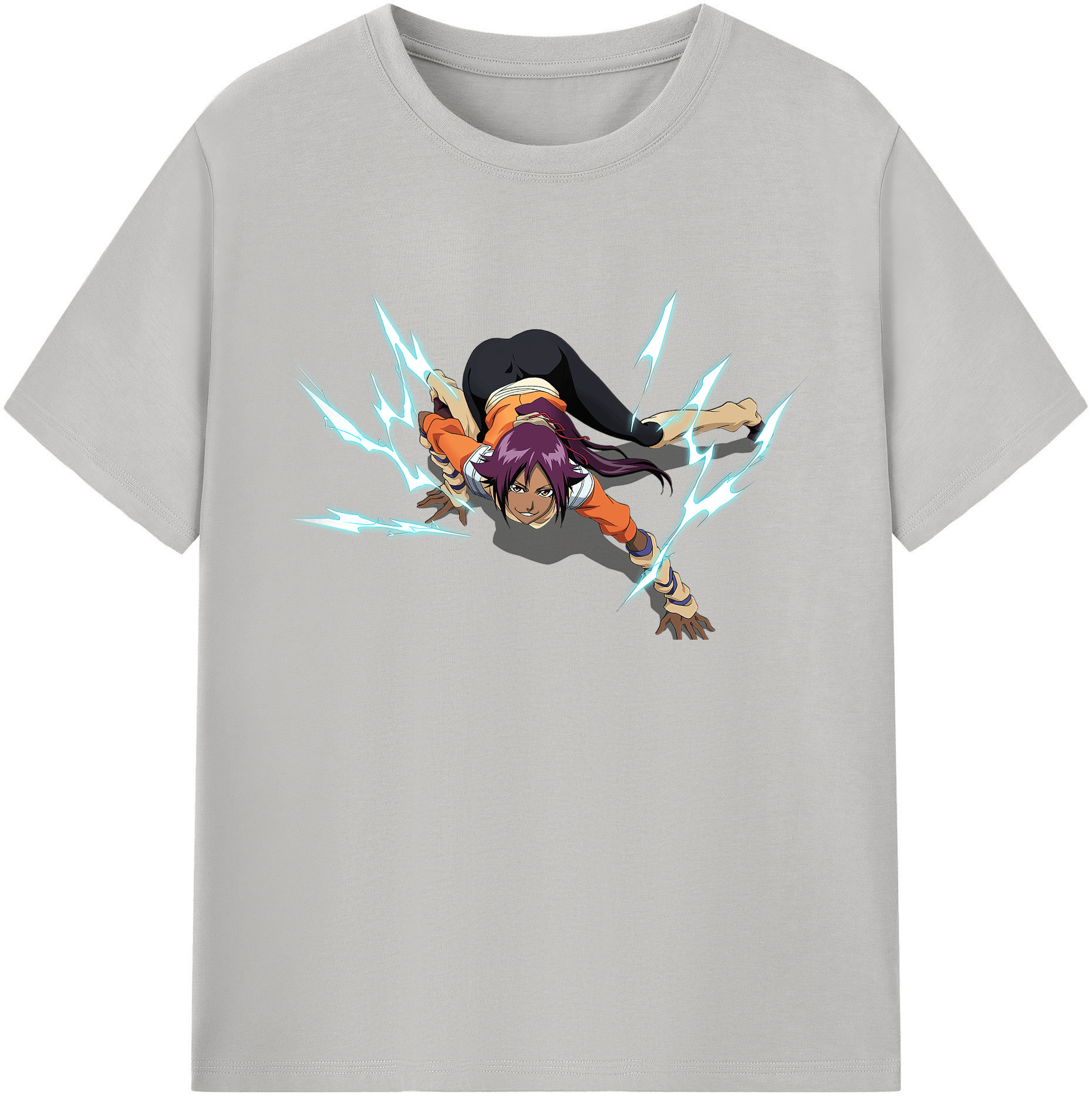 （画像用） ブリーチ 四楓院 夜一（しほういん よるいち） BLEACH Shihouin Yoruichi 綿100％ メンズ半袖Tシャツ｜肌触りやわらか＆通気性