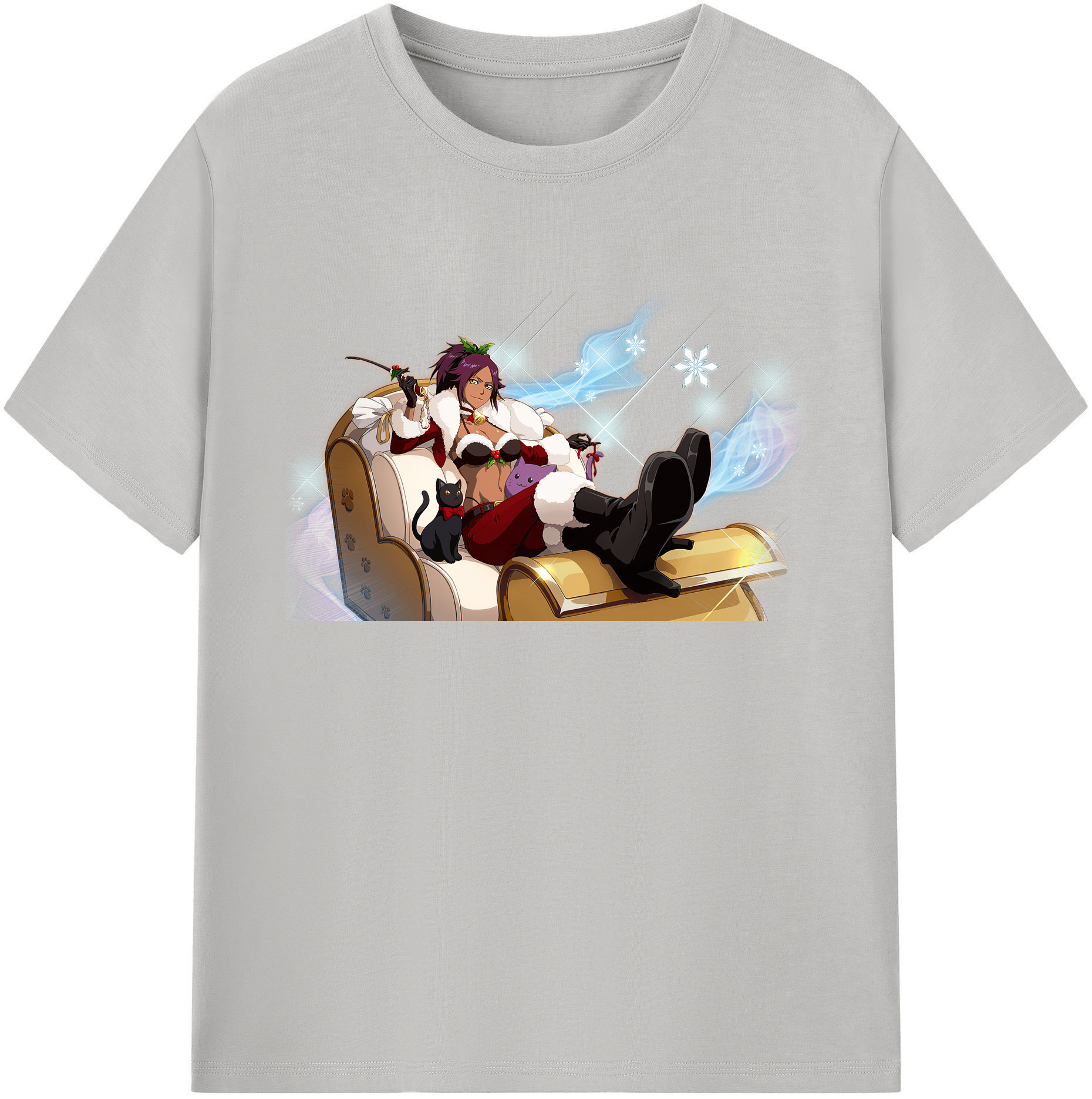 （画像用） ブリーチ 四楓院 夜一（しほういん よるいち） BLEACH Shihouin Yoruichi 綿100％ メンズ半袖Tシャツ｜肌触りやわらか＆通気性