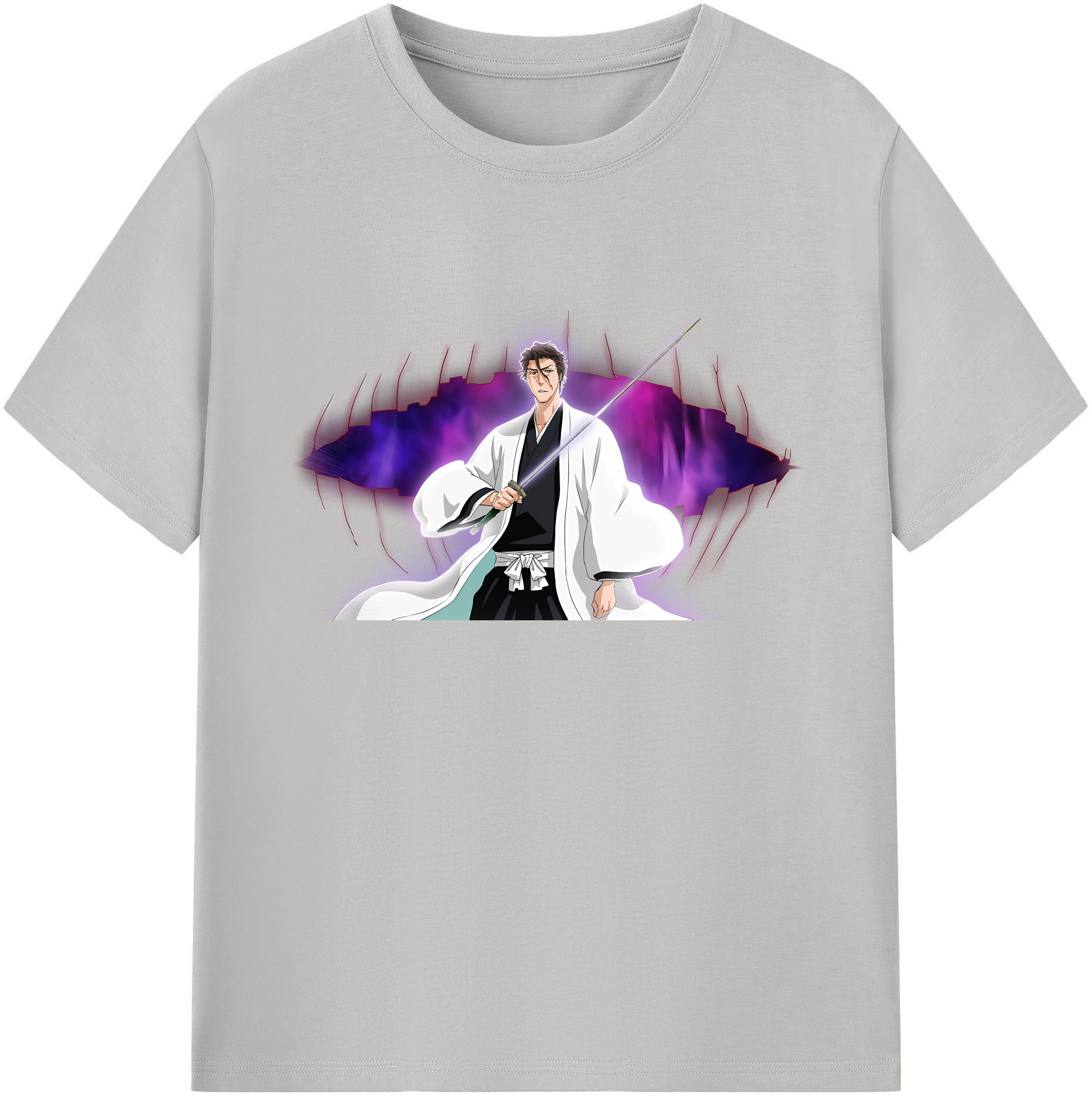 （画像用） ブリーチ 藍染 惣右介（あいぜん そうすけ） BLEACH Aizen Sousuke 綿100％ メンズ半袖Tシャツ｜肌触りやわらか＆通気性