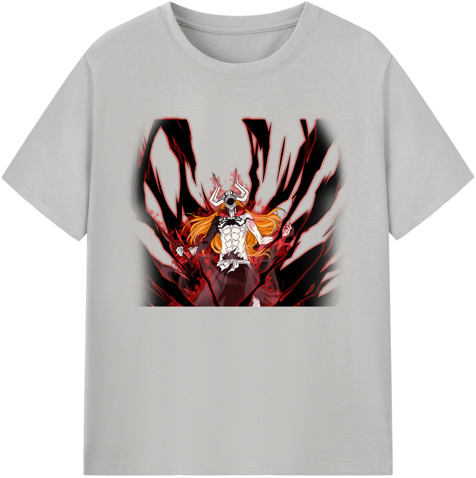 （画像用） ブリーチ 黒崎一護（くろさき いちご）BLEACH Kurosaki Ichigo 綿100％ メンズ半袖Tシャツ｜肌触りやわらか＆通気性