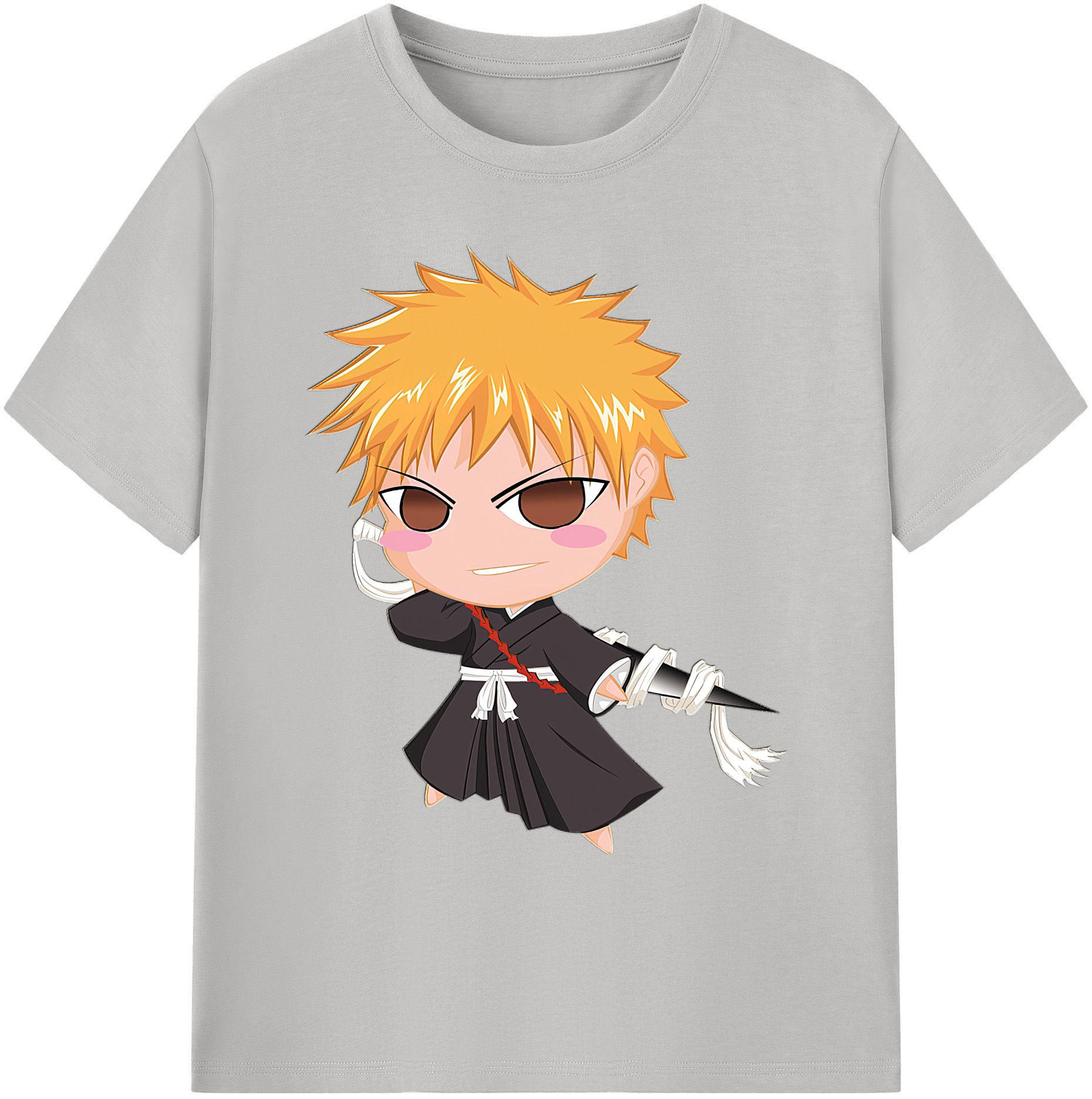 （画像用） ブリーチ 黒崎一護（くろさき いちご）BLEACH Kurosaki Ichigo 綿100％ メンズ半袖Tシャツ｜肌触りやわらか＆通気性