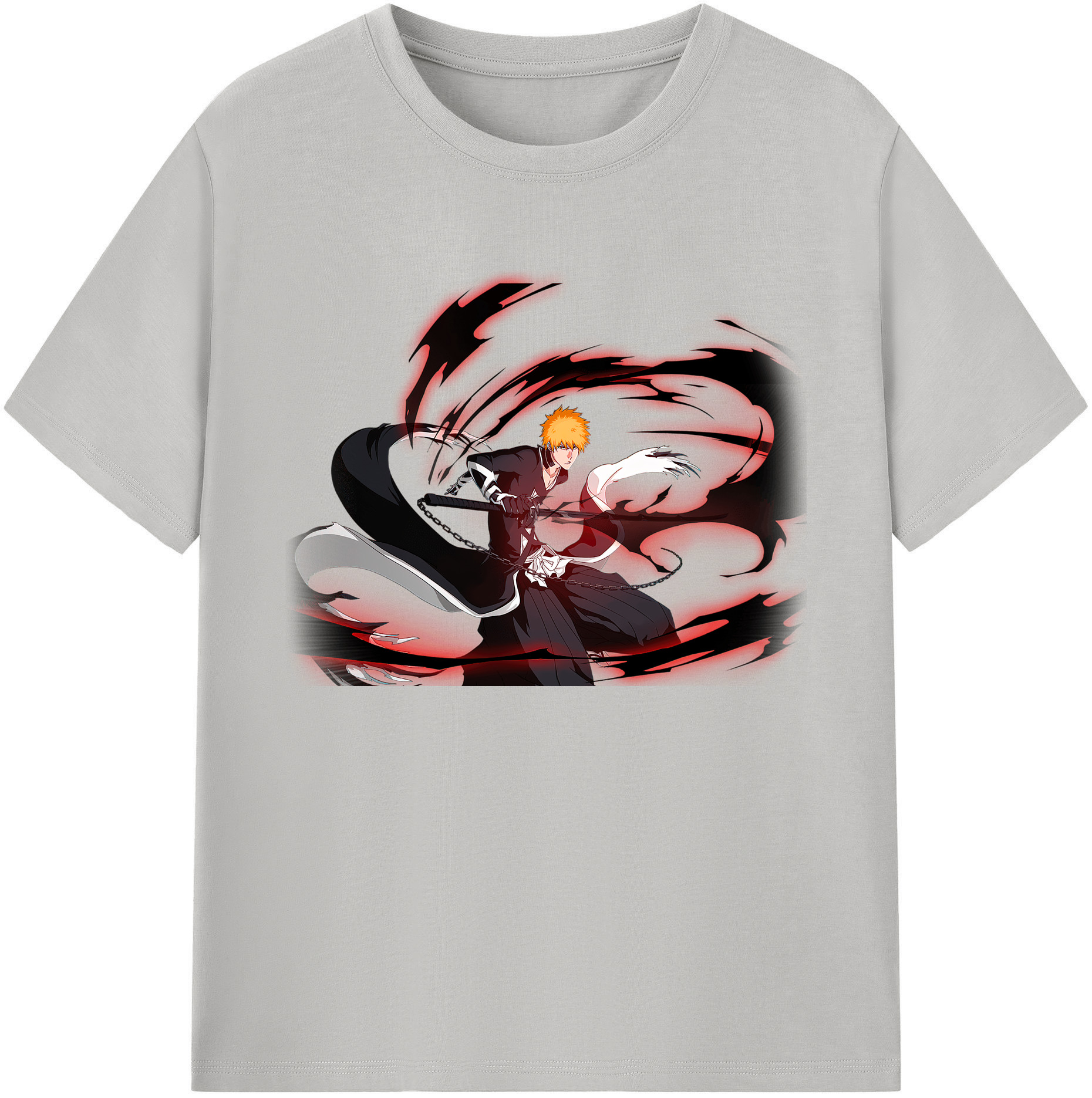 （画像用） ブリーチ 黒崎一護（くろさき いちご）BLEACH Kurosaki Ichigo 綿100％ メンズ半袖Tシャツ｜肌触りやわらか＆通気性