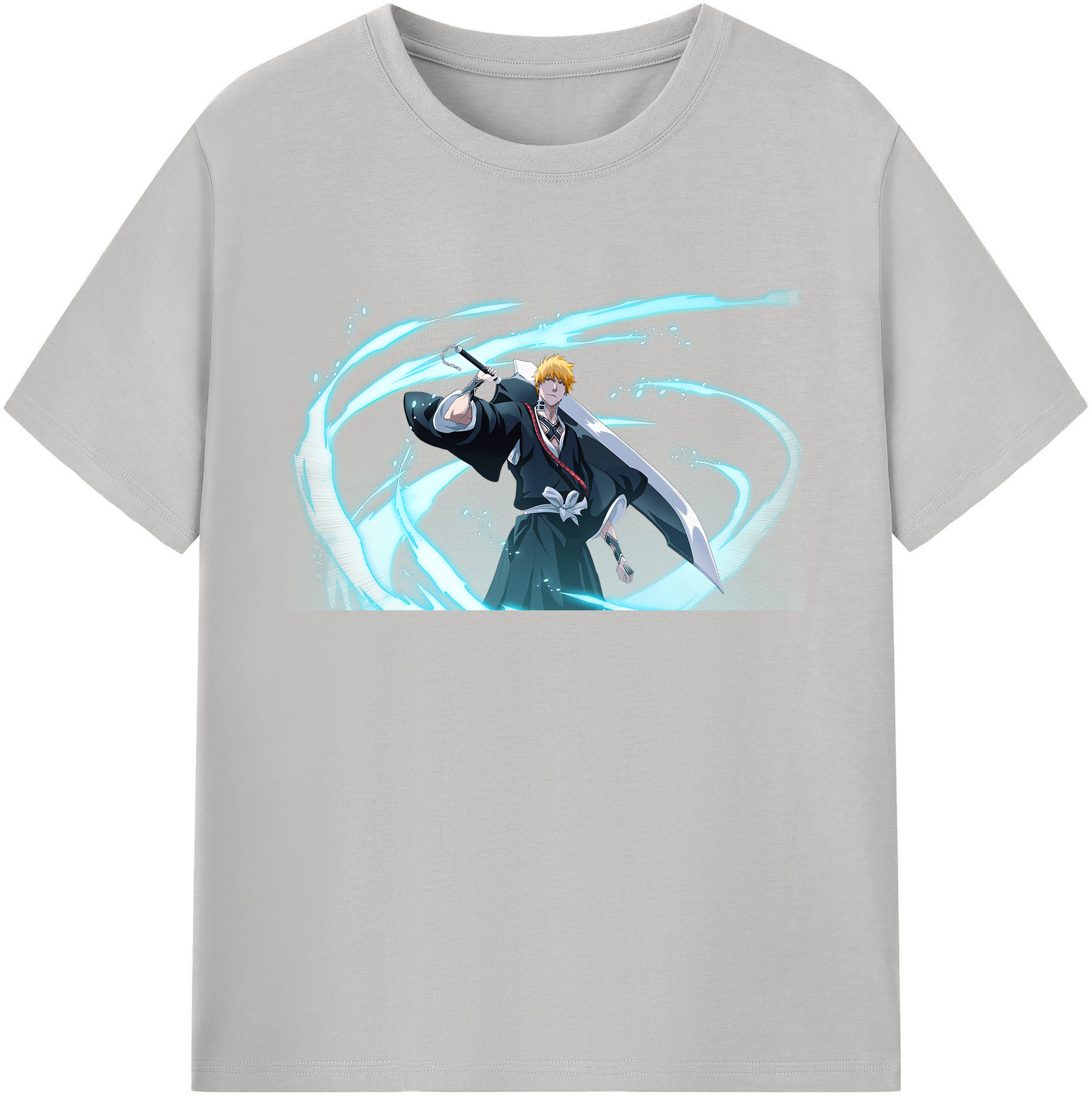 （画像用） ブリーチ 黒崎一護（くろさき いちご）BLEACH Kurosaki Ichigo 綿100％ メンズ半袖Tシャツ｜肌触りやわらか＆通気性