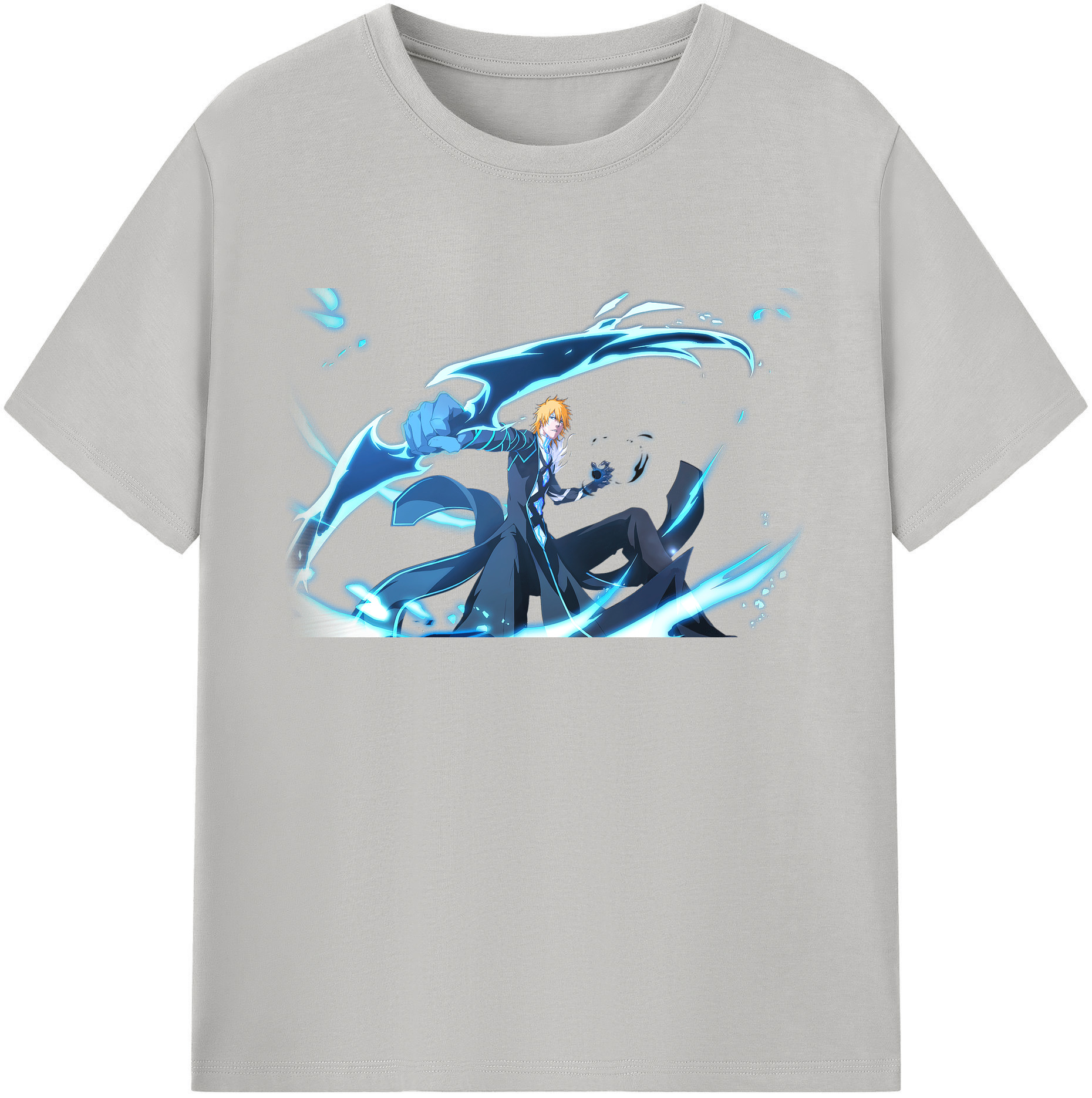 （画像用） ブリーチ 黒崎一護（くろさき いちご）BLEACH Kurosaki Ichigo 綿100％ メンズ半袖Tシャツ｜肌触りやわらか＆通気性