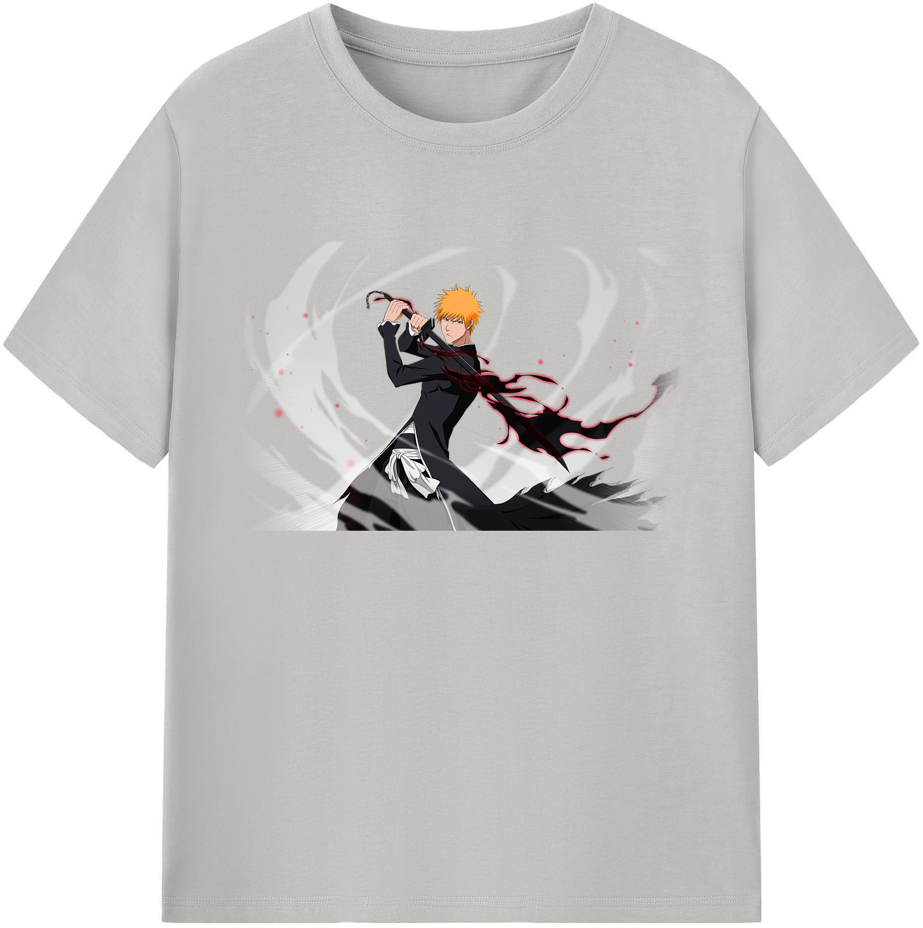 （画像用） ブリーチ 黒崎一護（くろさき いちご）BLEACH Kurosaki Ichigo 綿100％ メンズ半袖Tシャツ｜肌触りやわらか＆通気性